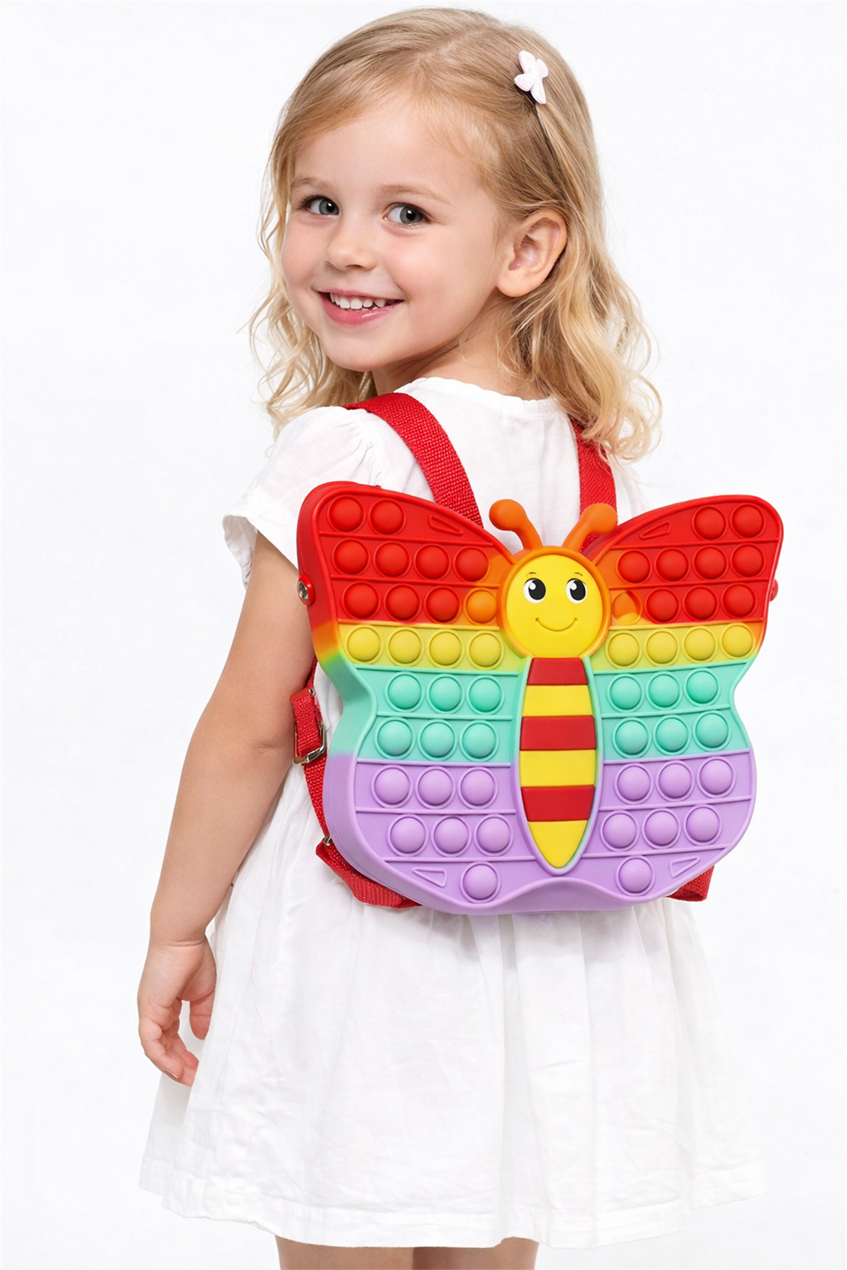 Girls Butterfly Patchwork Bag Red