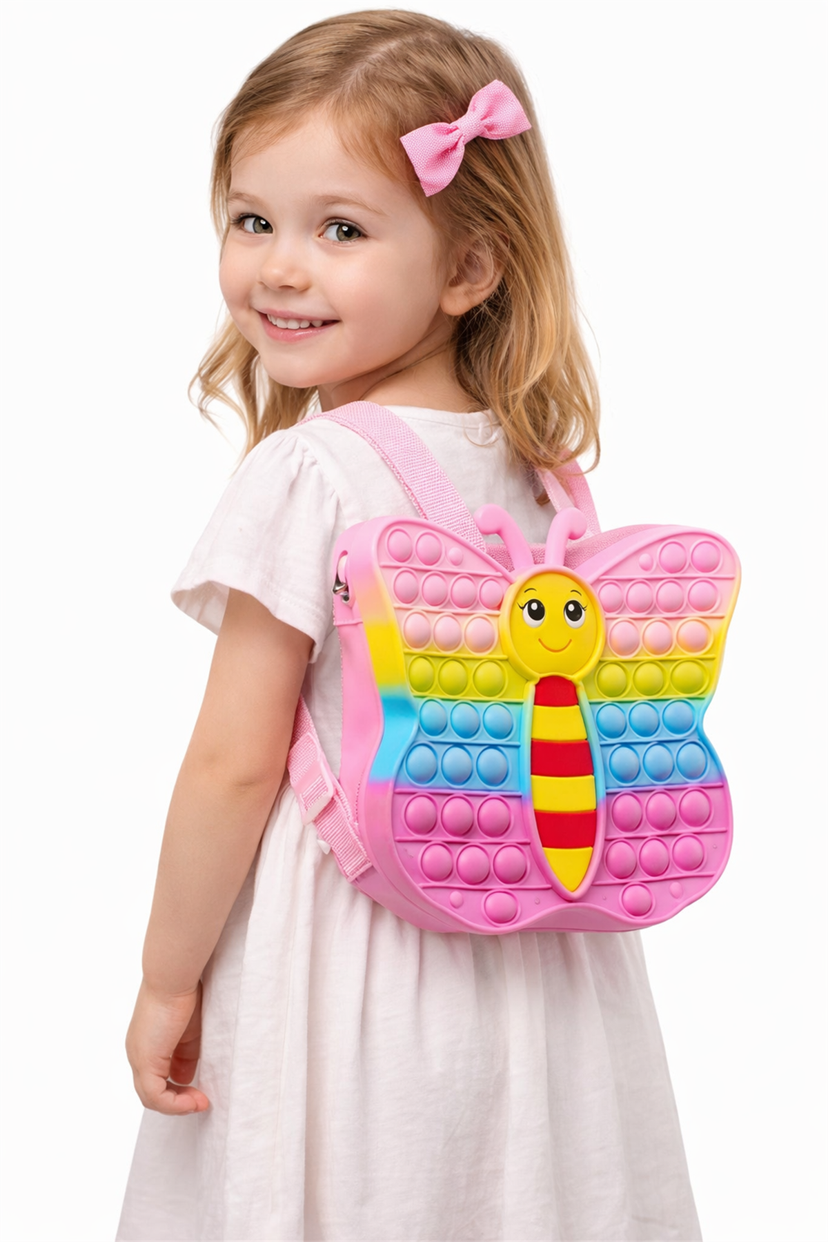Girls Butterfly Patchwork Bag Pink