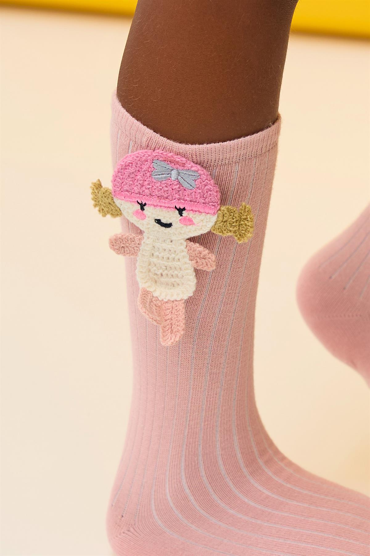 Girl Figured Knee-High Socks Pink