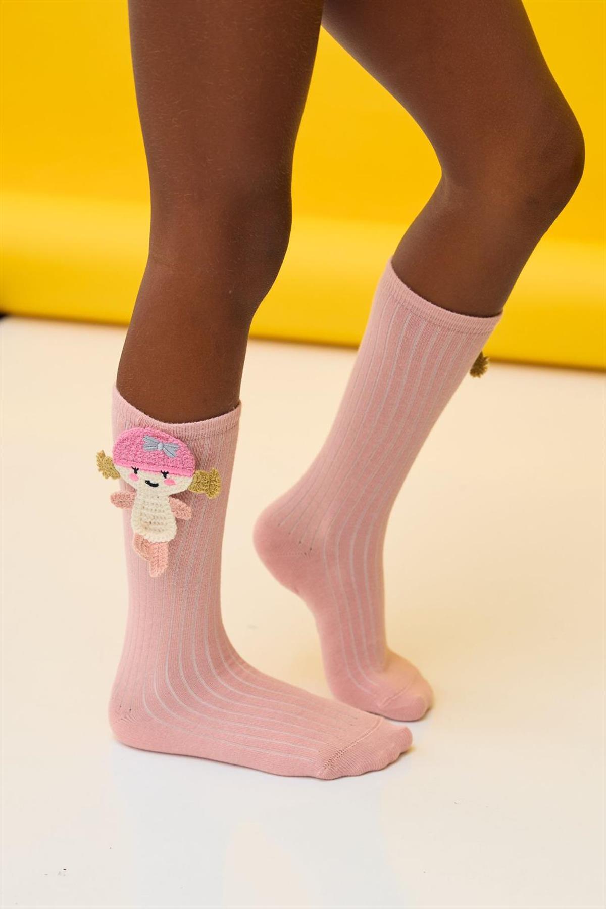 Girl Figured Knee-High Socks Pink