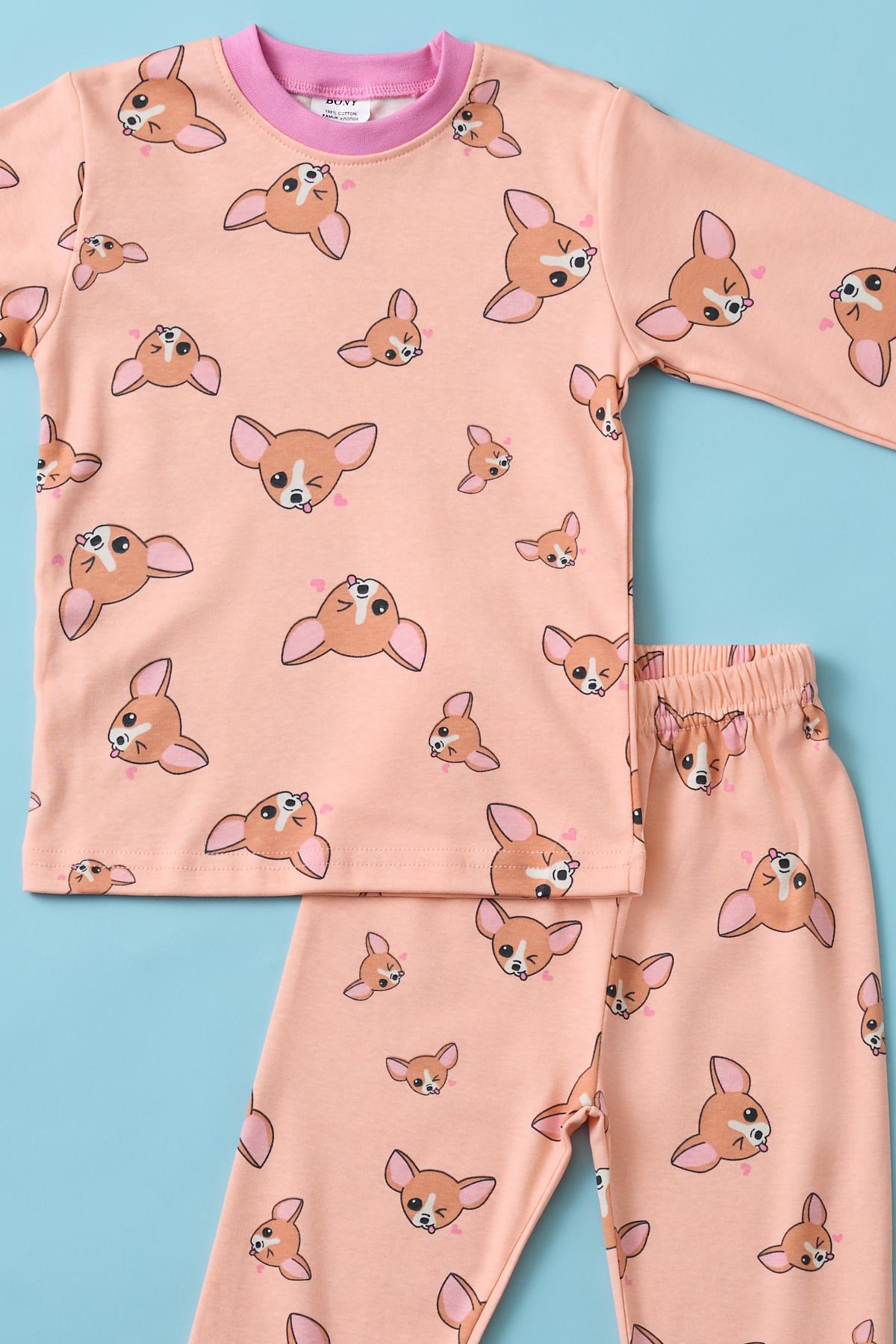 Girls Dog Print Pajama Set