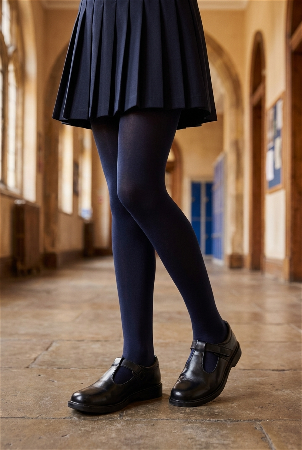 Girls Mousse Pantyhose Navy Blue