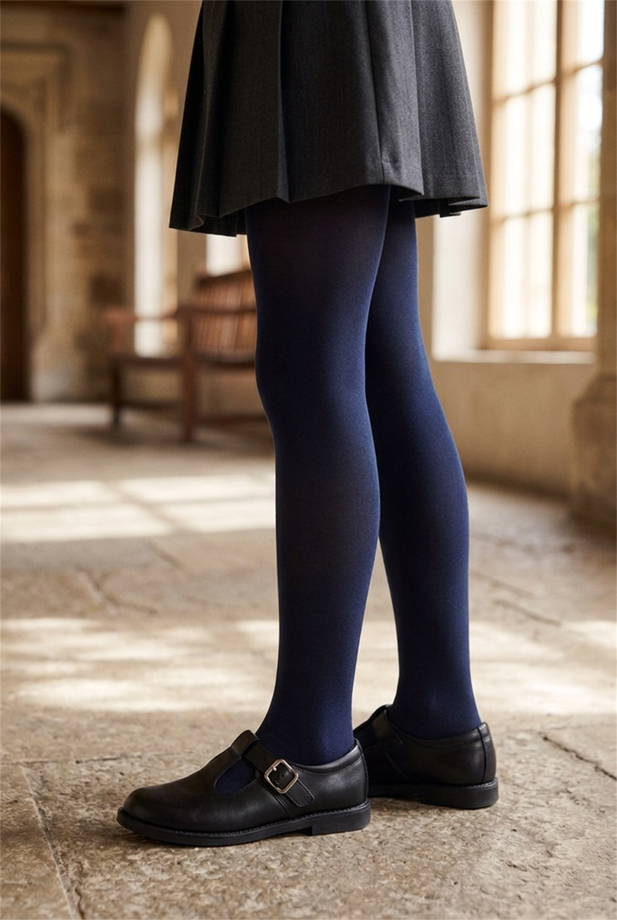 Girls Mousse Pantyhose Navy Blue