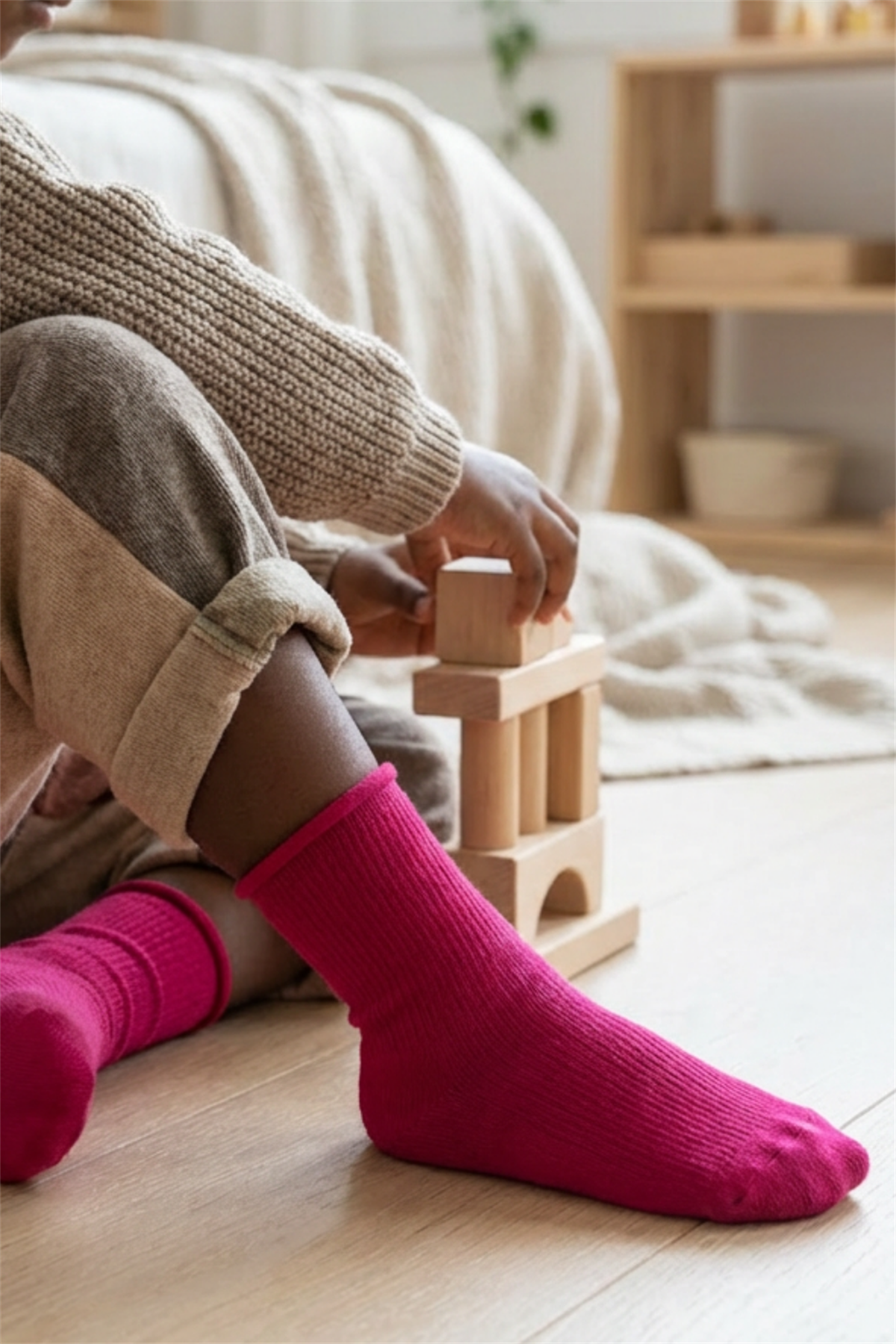 12501G1012 LASTİKSİZ MODAL ÇOCUK SOKET ÇORAP Koyu Pembe