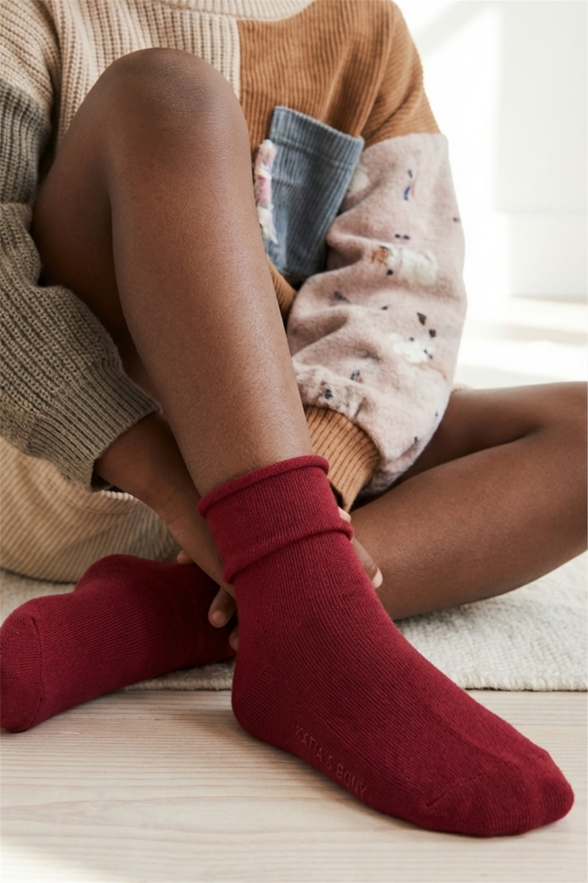 Kız Çocuk Lastiksiz Modal Soket Çorap Bordo