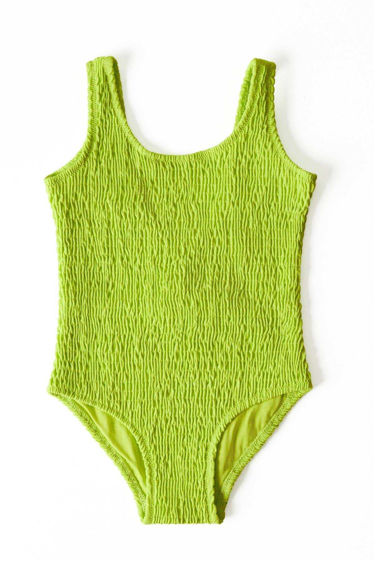 Girls Lime Colored Detail Swimwear