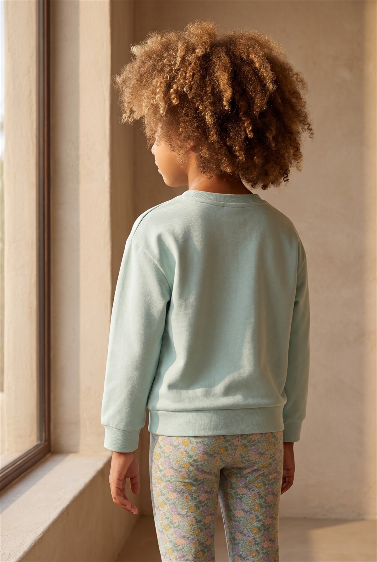 Kız Çocuk Papatya Baskılı Pijama Takımı Turkuaz