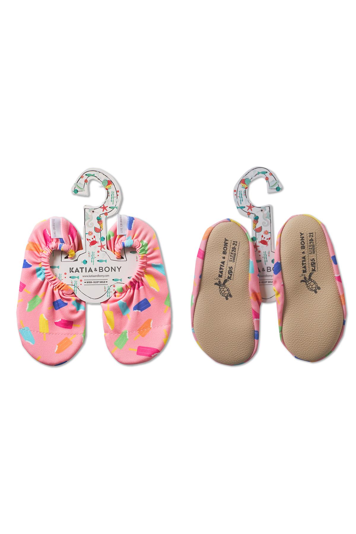 Girls Pink Ice Cream Patterned Water Shoes