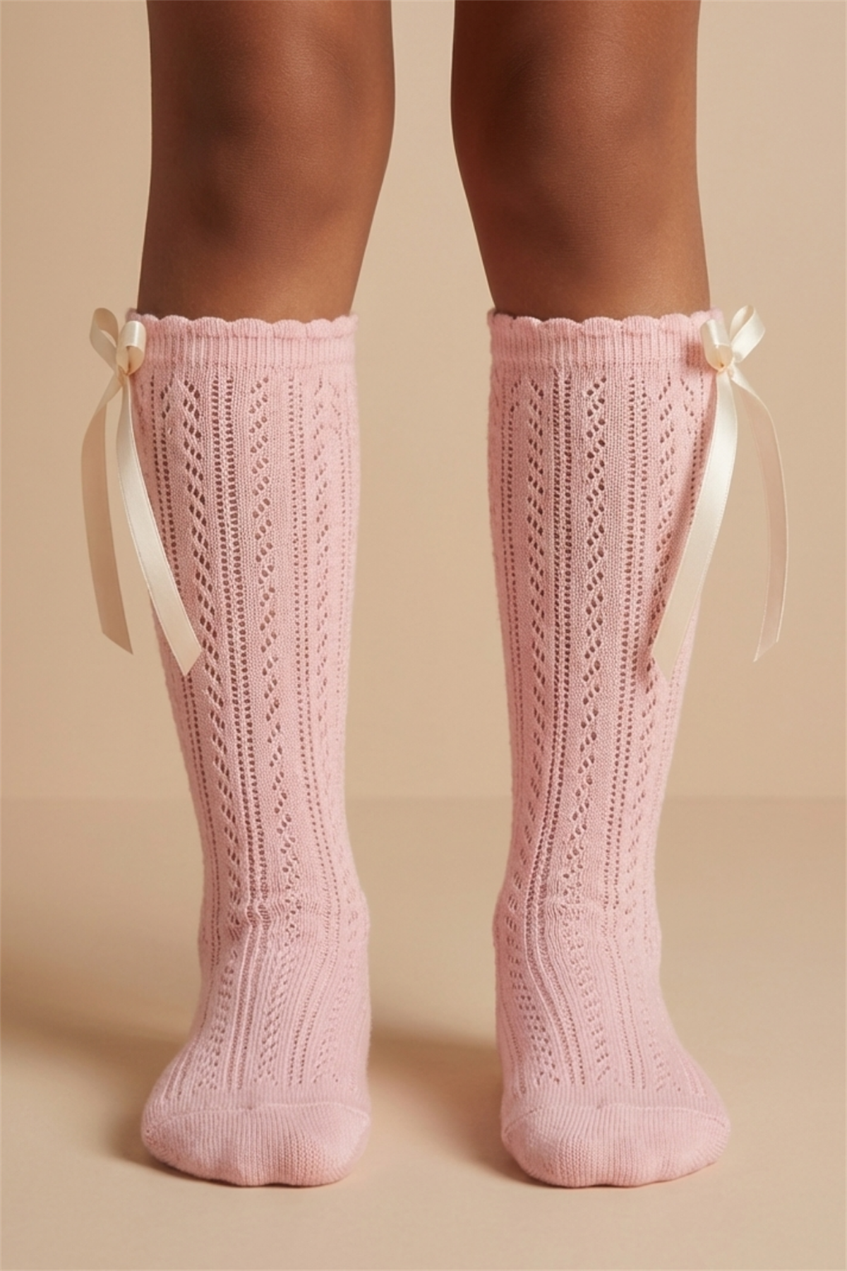 Girls Satin Bowknit Under-knee Socks