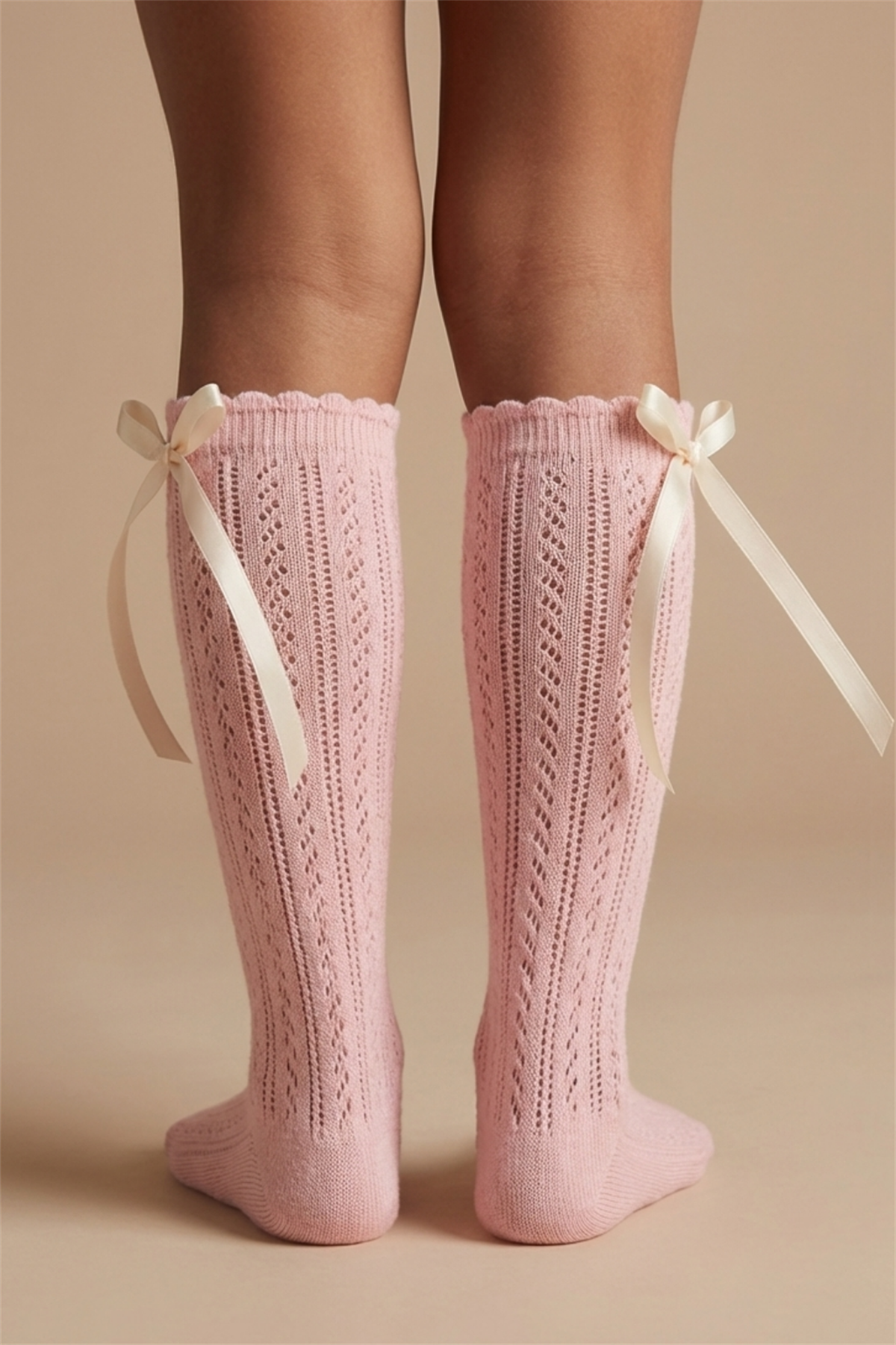 Girls Satin Bowknit Under-knee Socks