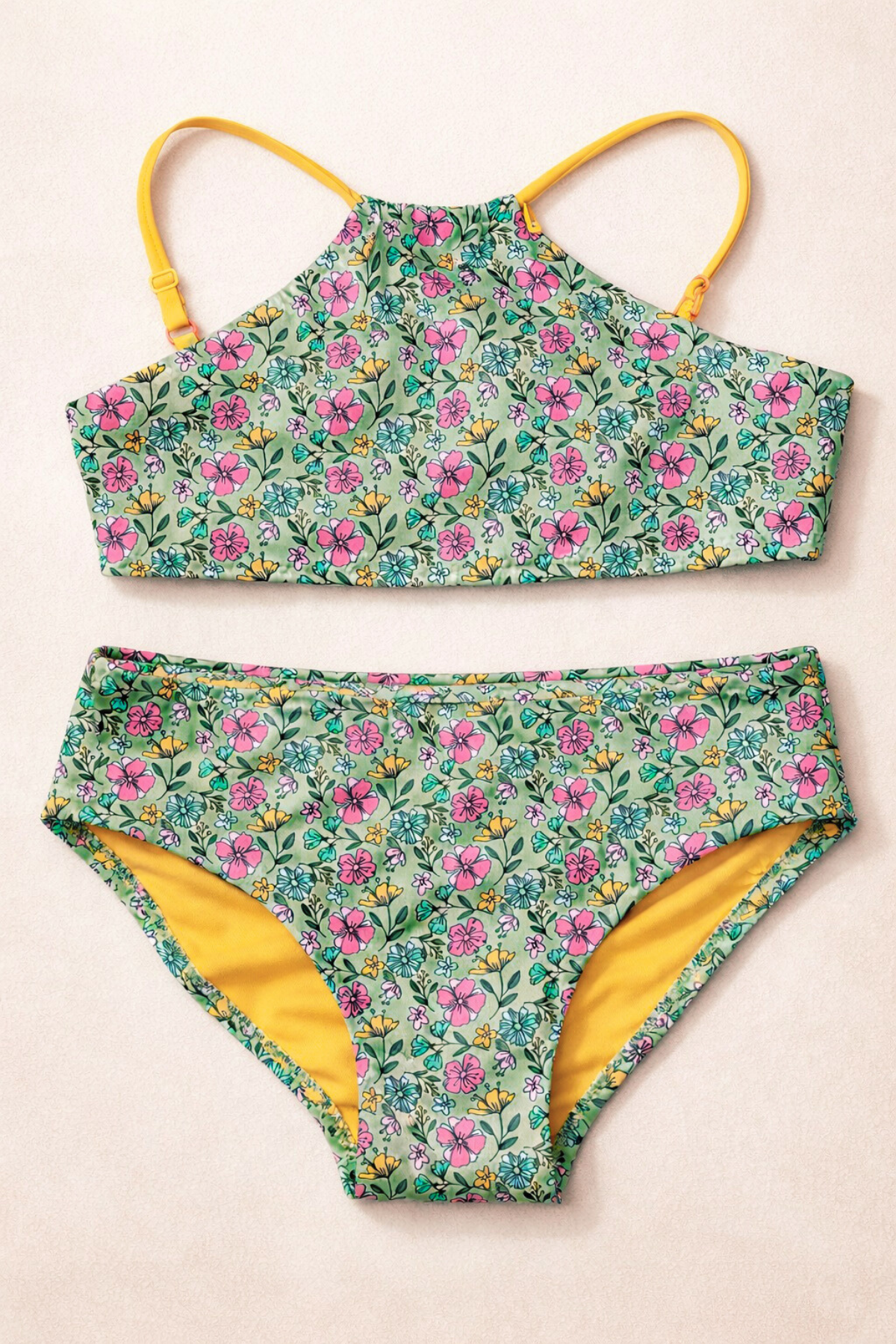 Kız Çocuk Sea La Vie Çiçekli Bikini Takımı Yeşil