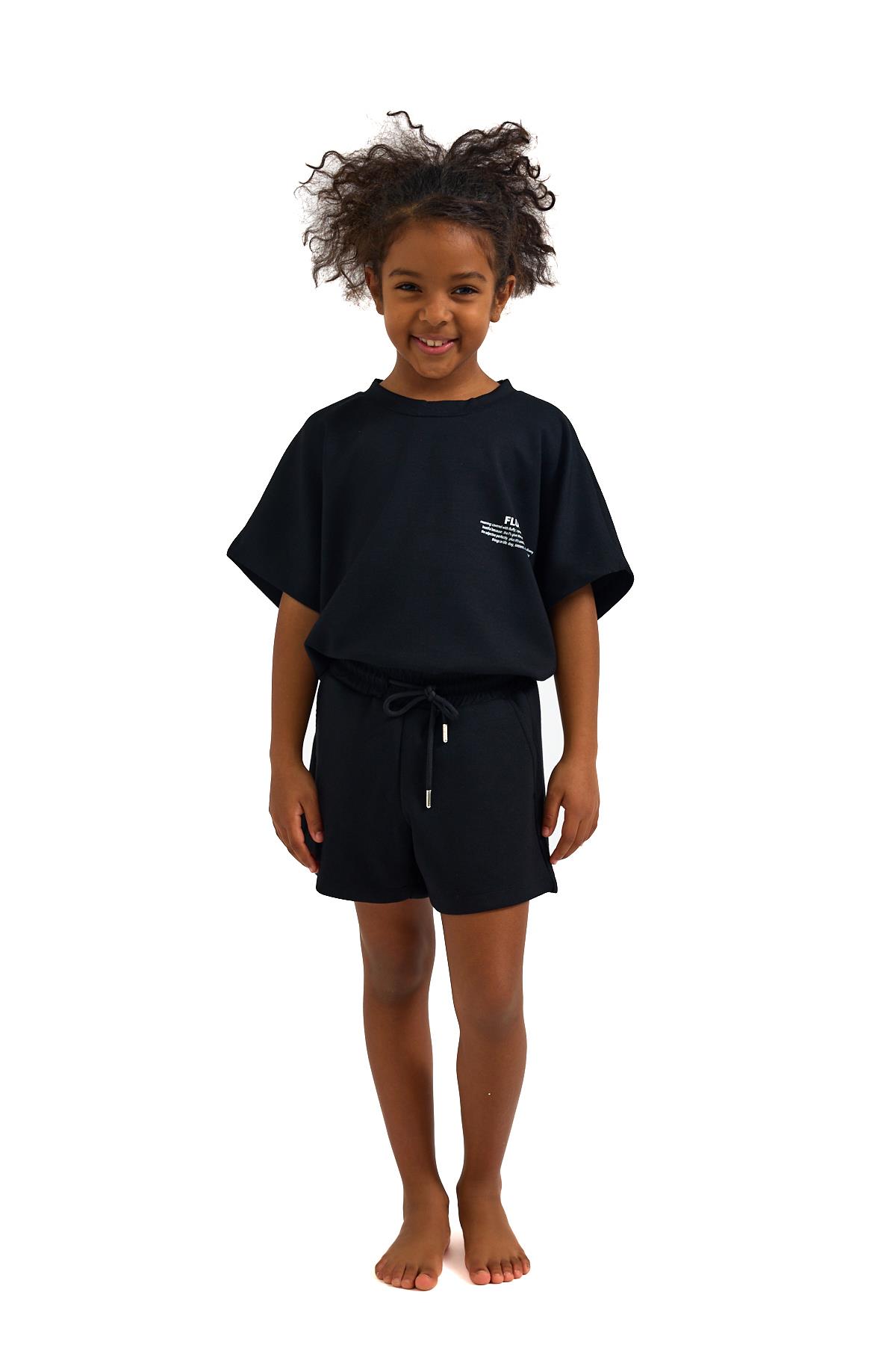 Girls Black Luffy Printed T-Shirt