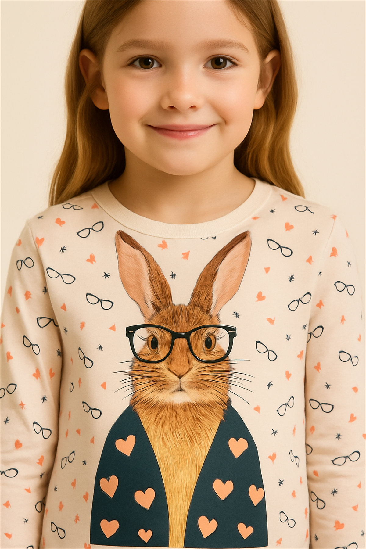 Kız Çocuk Tavşan Desenli Kutulu Pijama Takımı