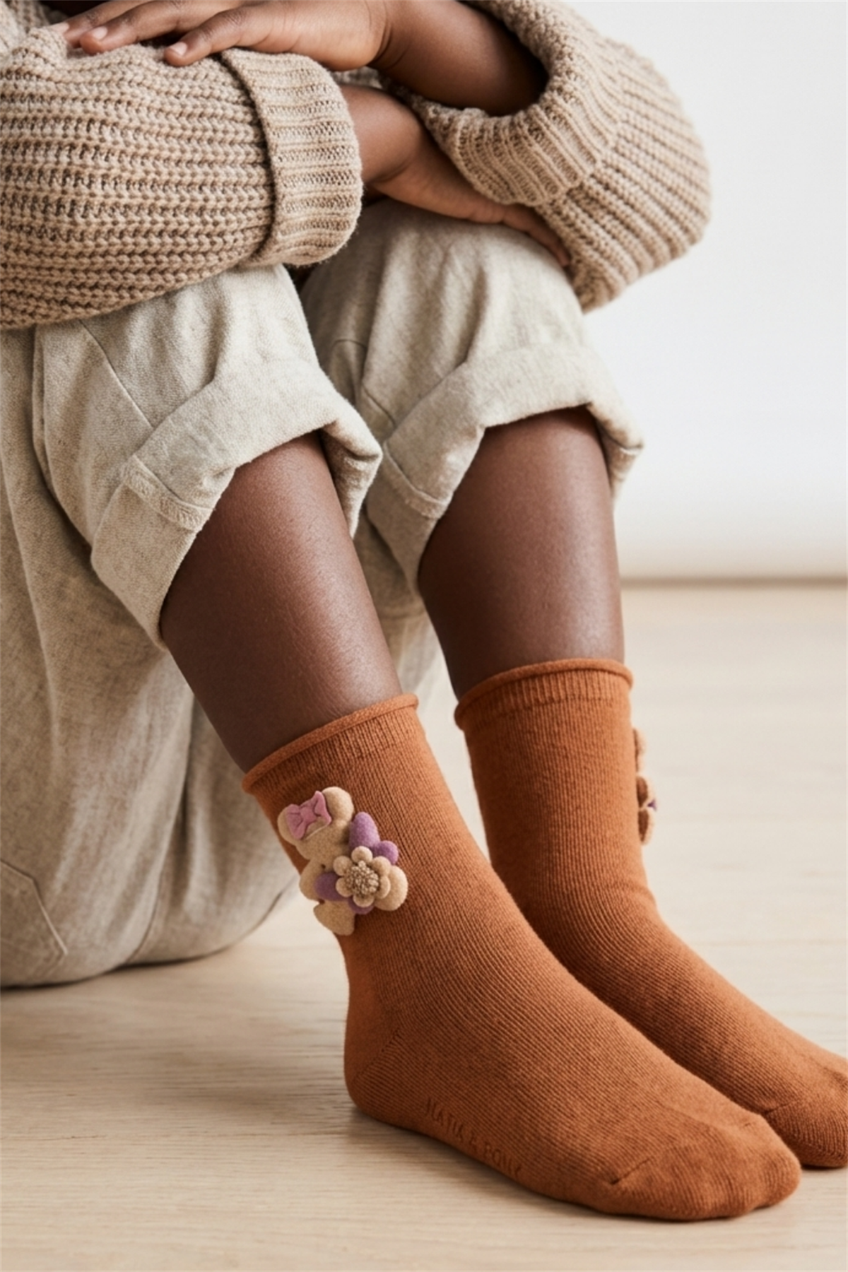 12501G1012 LASTİKSİZ MODAL ÇOCUK SOKET ÇORAP Turuncu