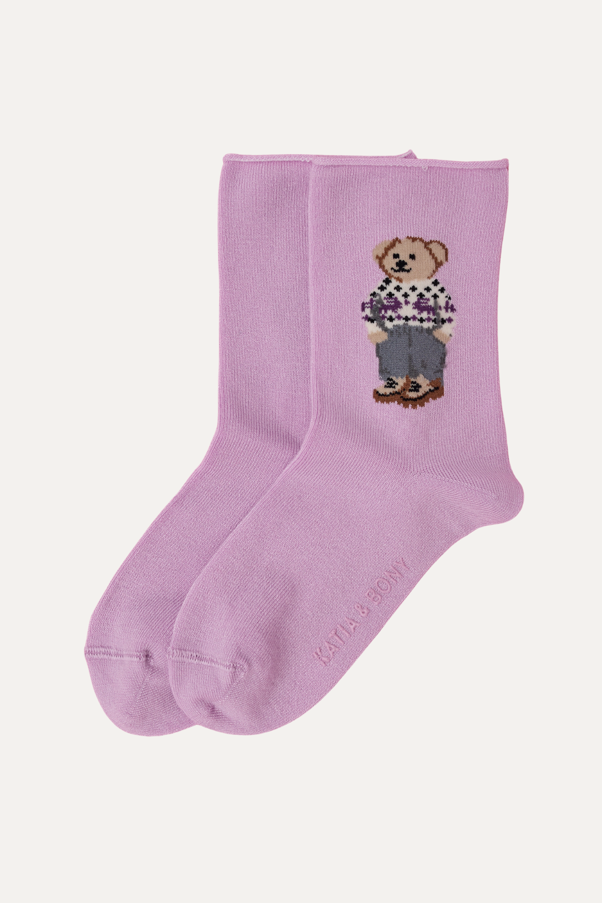12501G1011 TEDDYLİ LASTİKSİZ MODAL ÇOCUK SOKET ÇORAP Lila