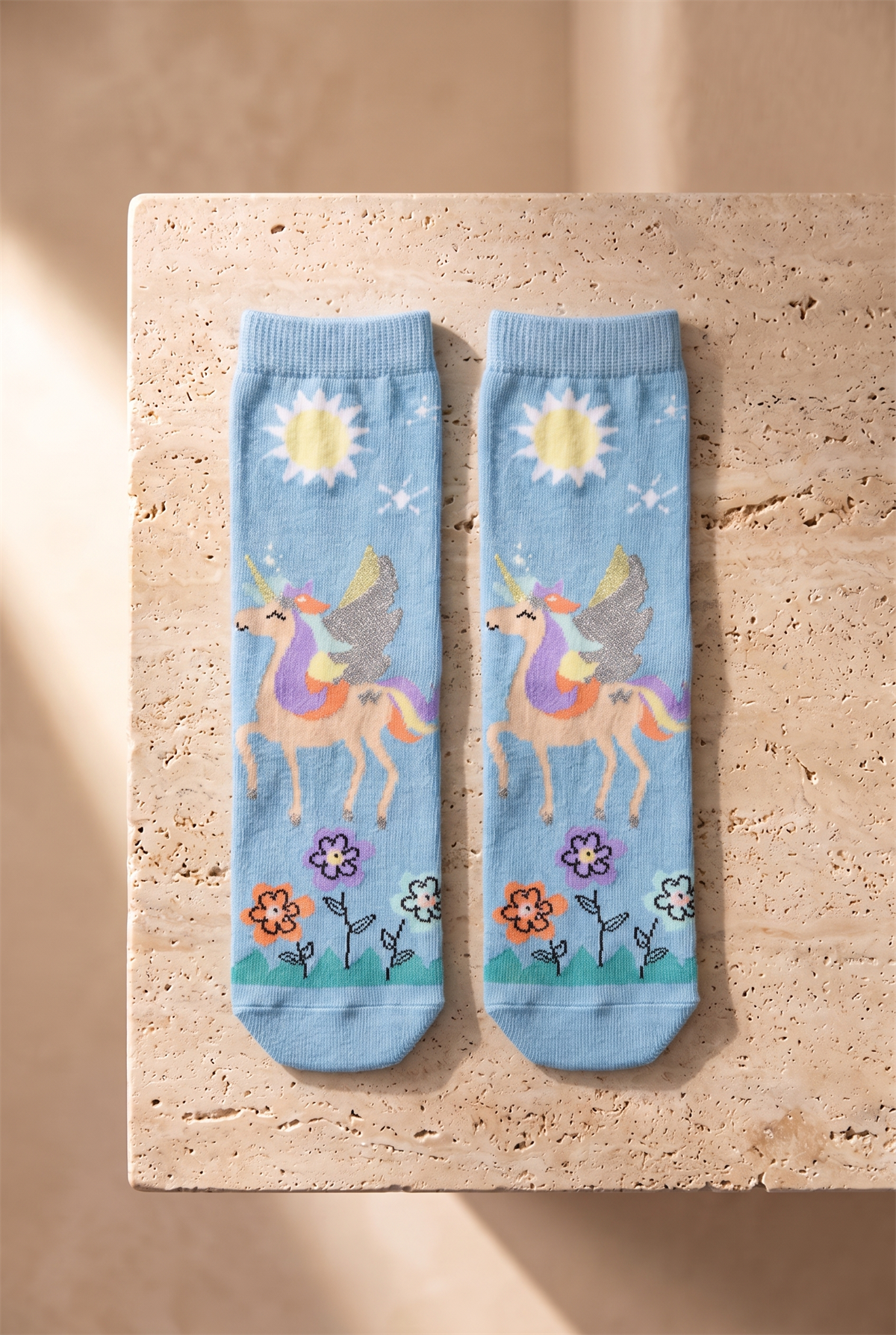Kız Çocuk Unicorn Desenli 3lü Kutulu Soket Çorap 