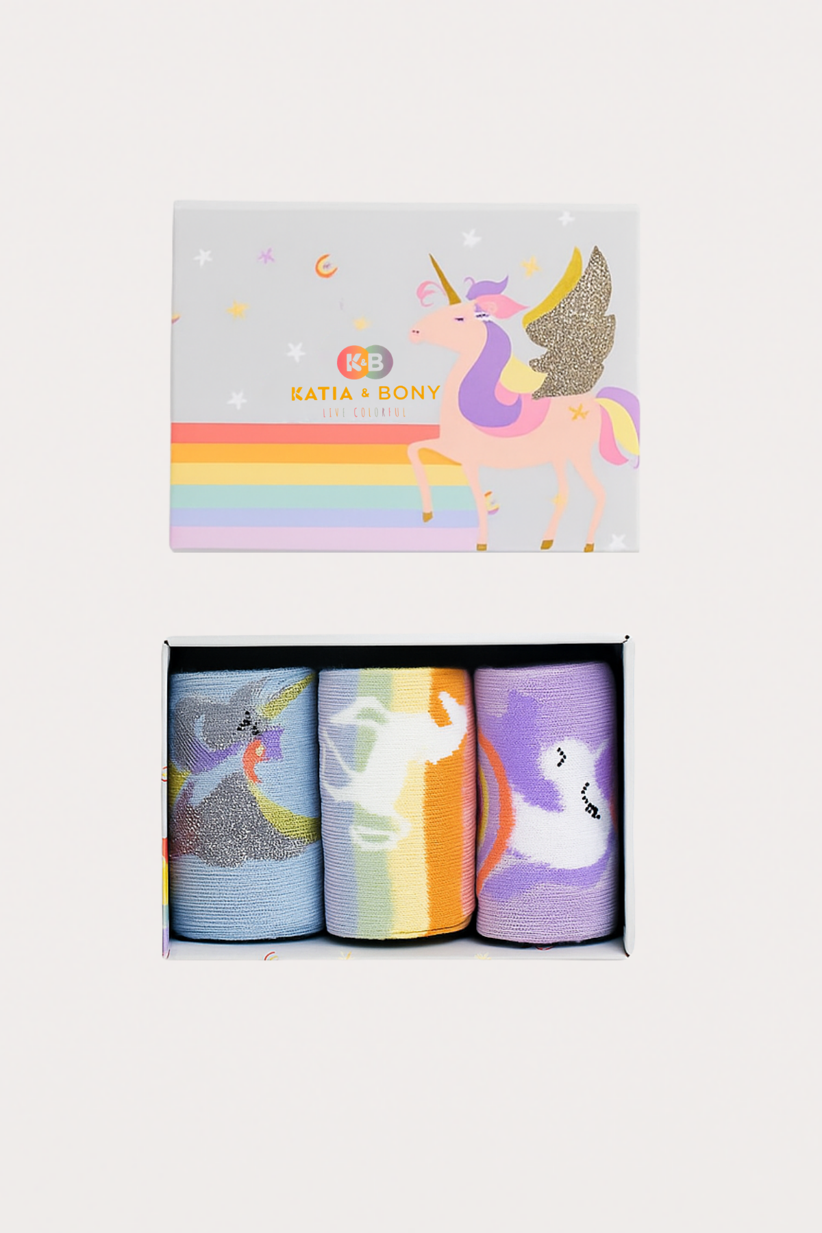 Kız Çocuk Unicorn Desenli 3lü Kutulu Soket Çorap 