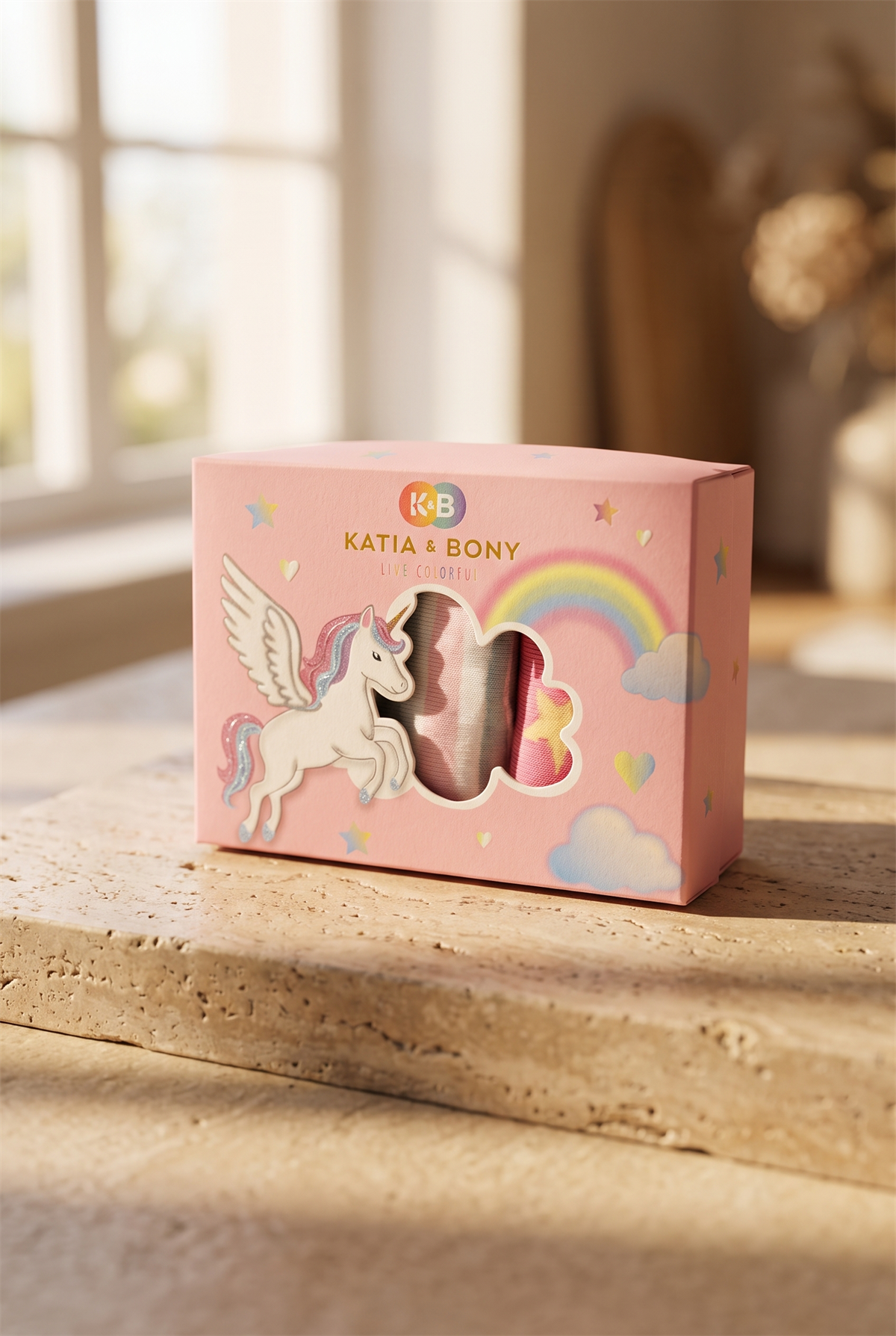 Kız Çocuk Unicorn Desenli 3lü Kutulu Soket Çorap