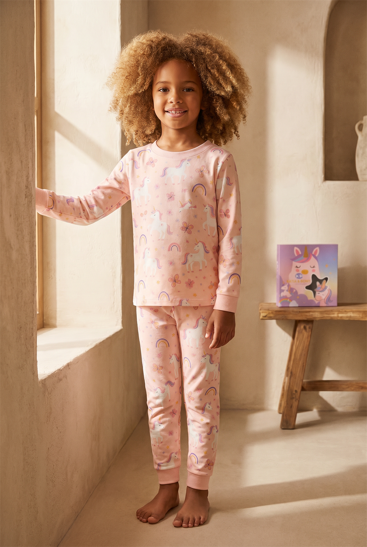 Kız Çocuk Unicorn Desenli Kutulu Pijama Takımı