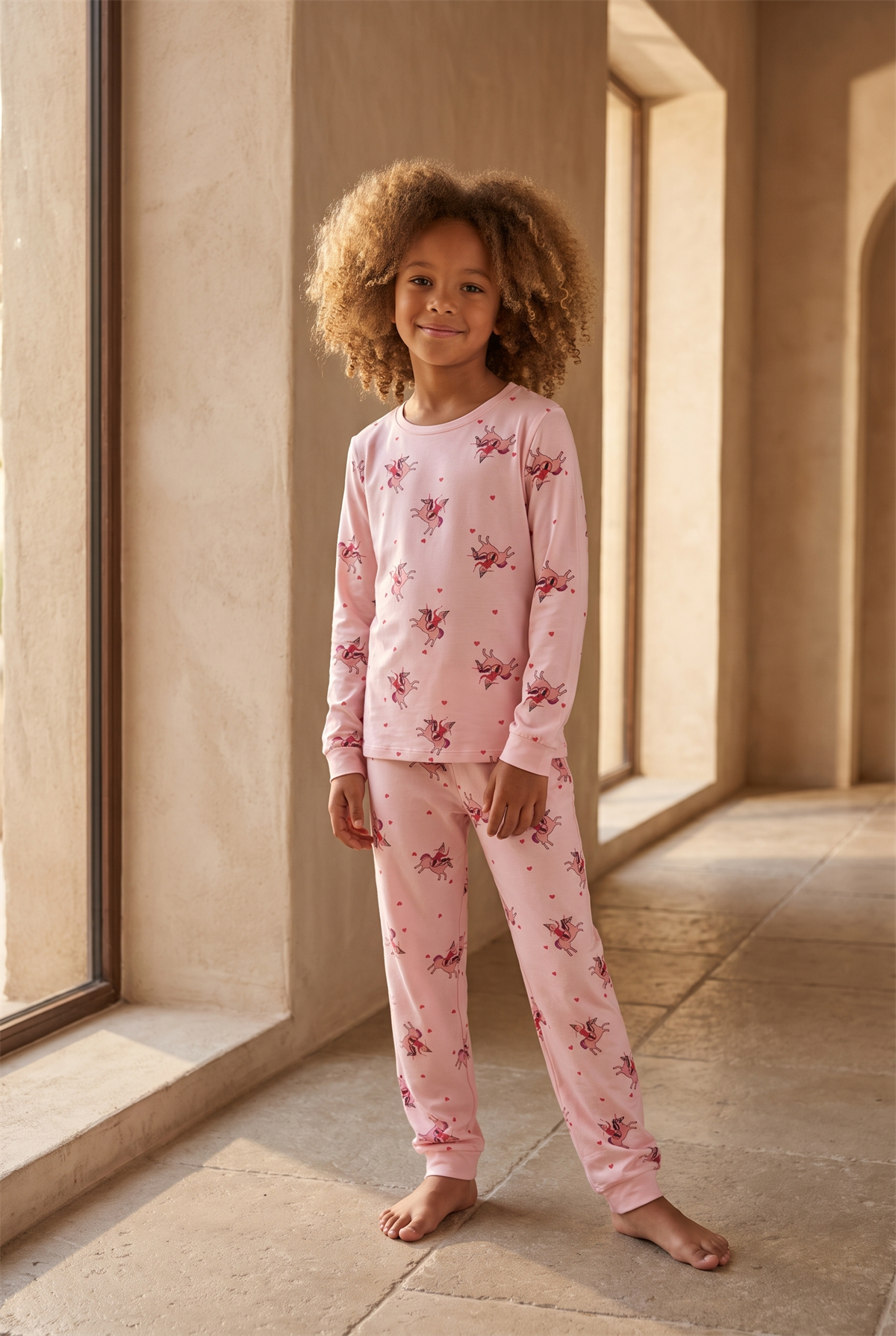 Kız Çocuk Unicorn Desenli Paketli Pijama Takımı Pembe