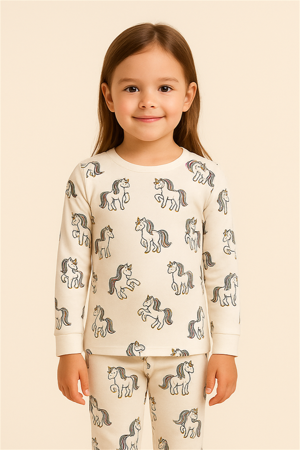 Kız Çocuk Unicorn Desenli Pijama Takımı