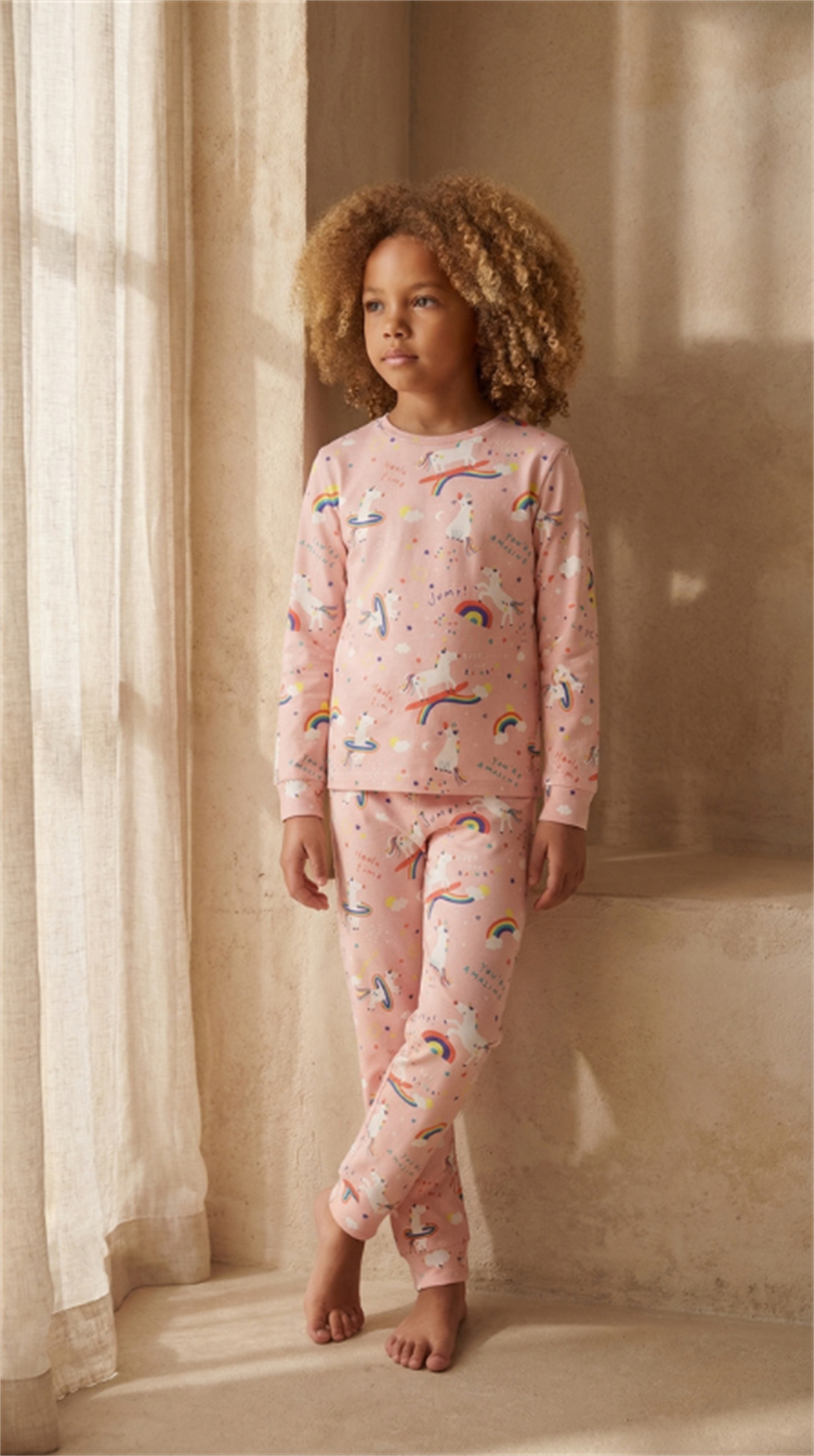 Kız Çocuk Unicorn Desenli Pijama Takımı Pembe