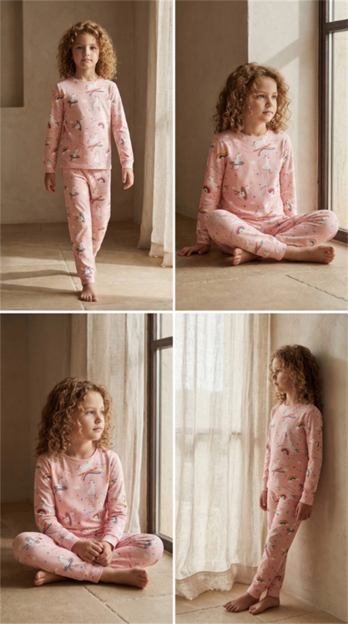 Kız Çocuk Unicorn Desenli Pijama Takımı Pembe