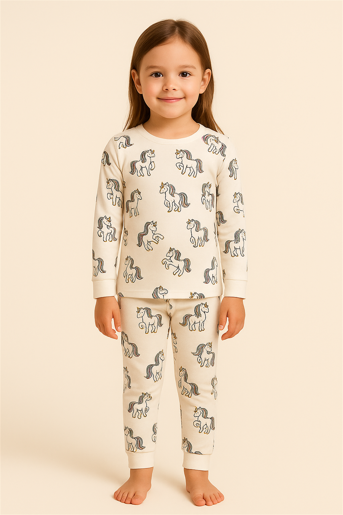Kız Çocuk Unicorn Desenli Pijama Takımı