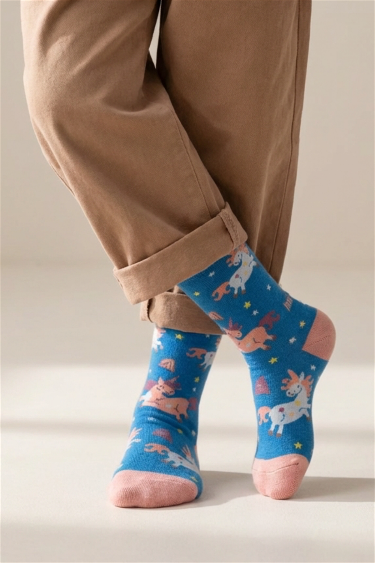 Girls Unicorn Patterned Sock Socks Dark Blue