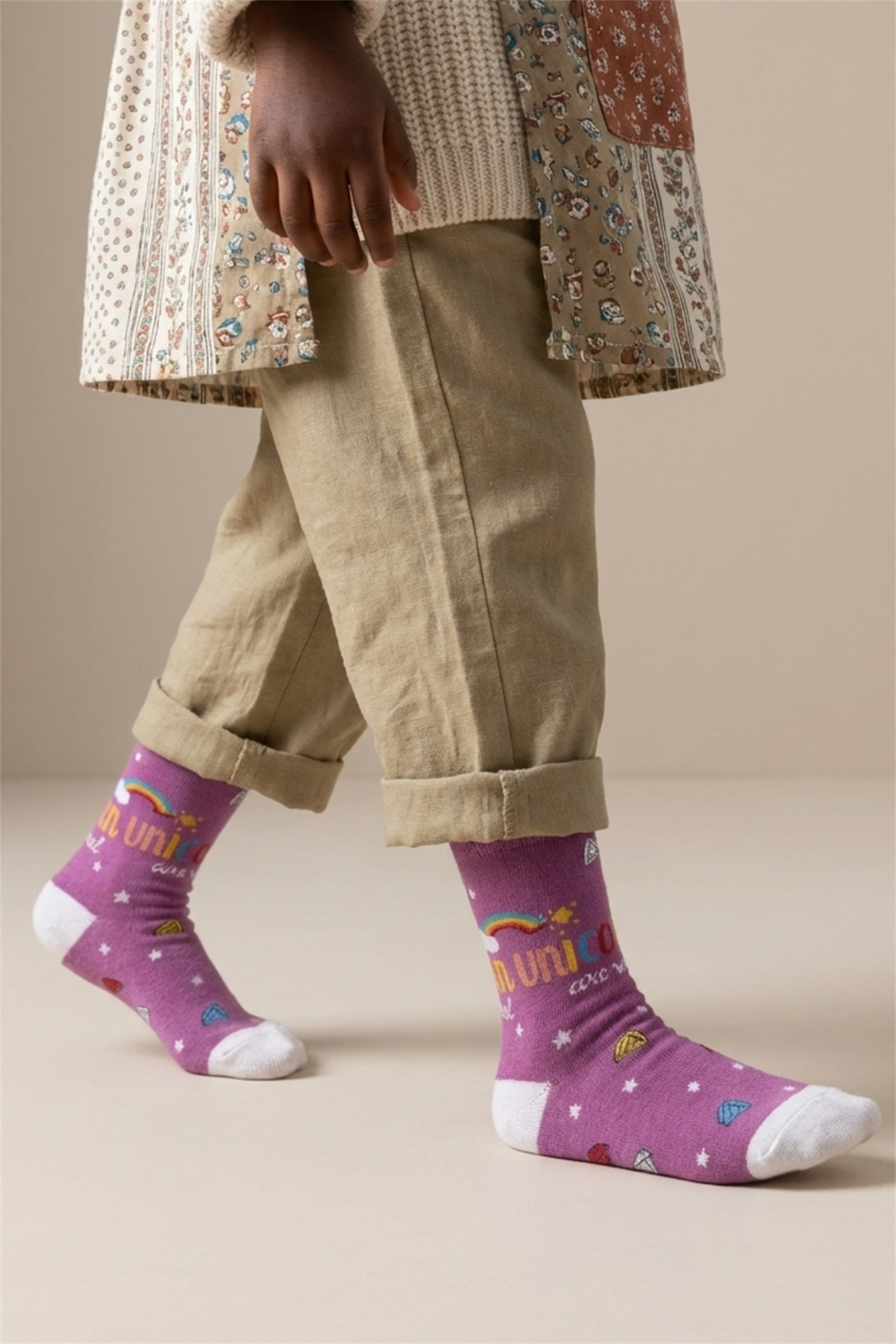 Girls Unicorn Patterned Socks Purple