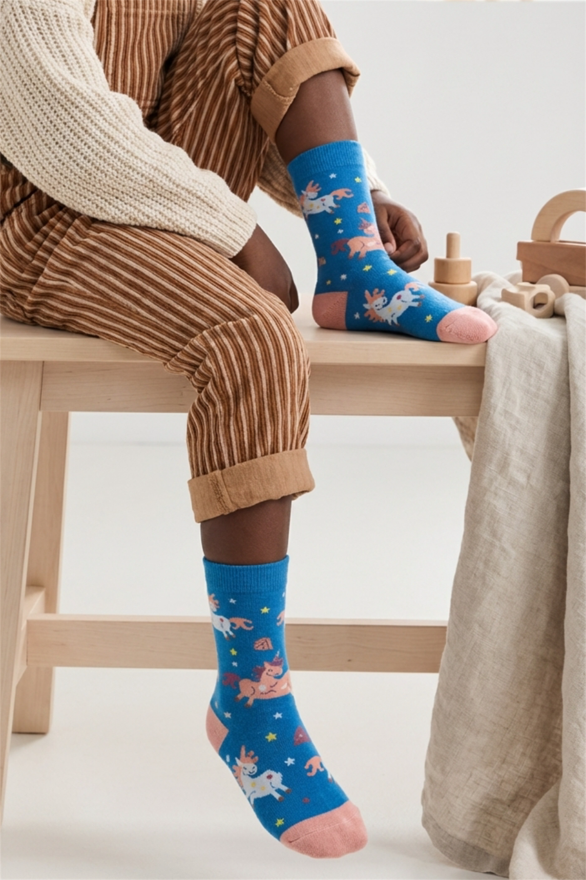 Girls Unicorn Patterned Sock Socks Dark Blue
