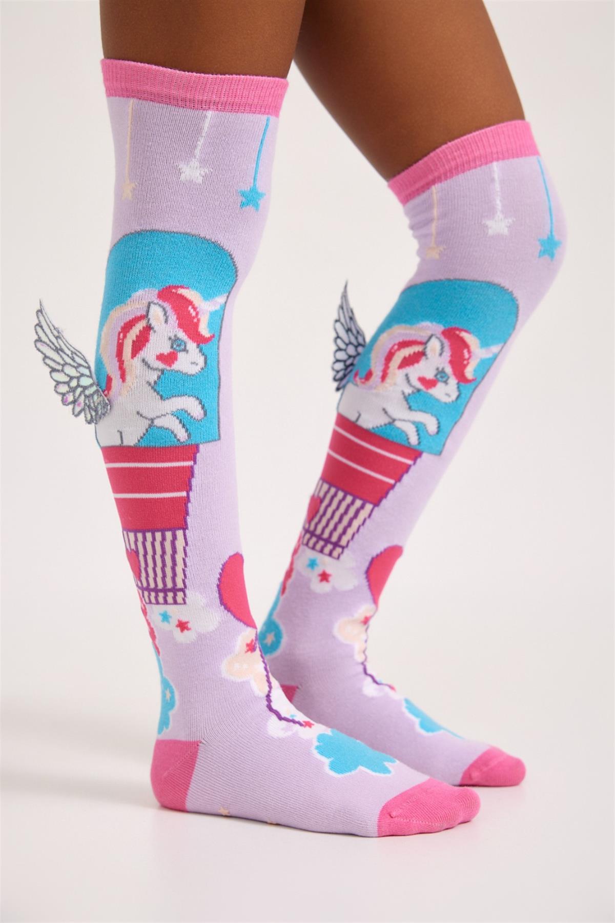 Girls Unicorn Laptop Socks Patterned