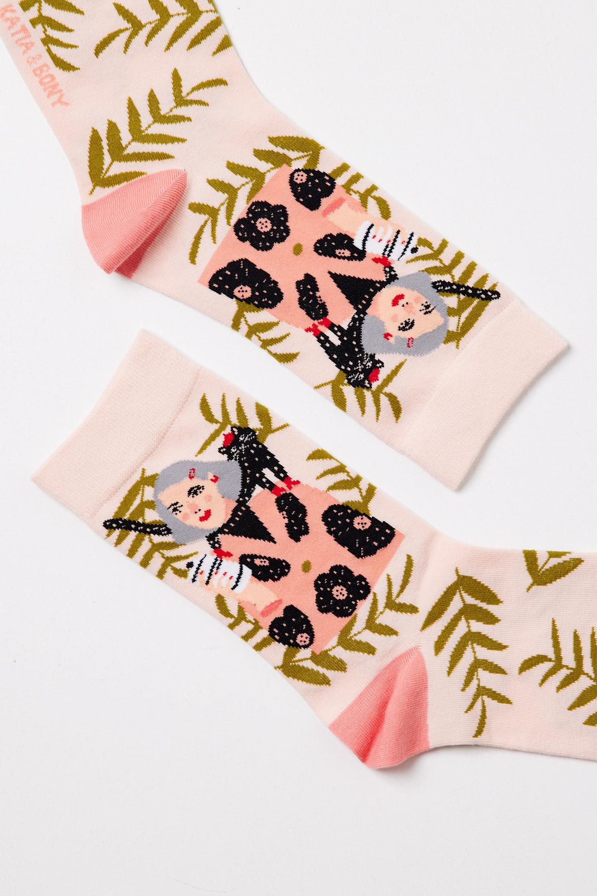 Womens Sock with Girl Figure in Powder Pink