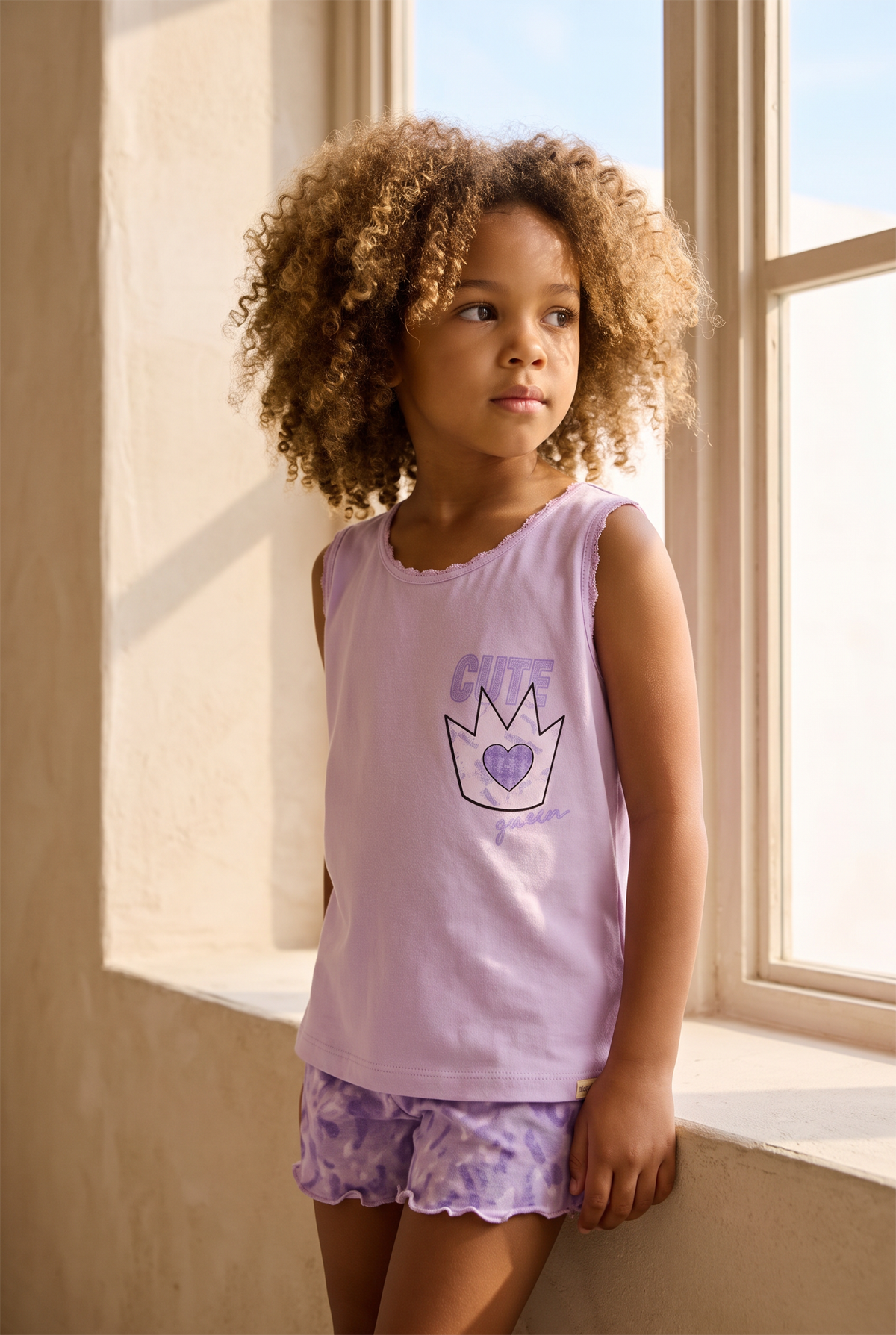 Lavender Kız Çocuk Dantelli Pijama Üst Lila