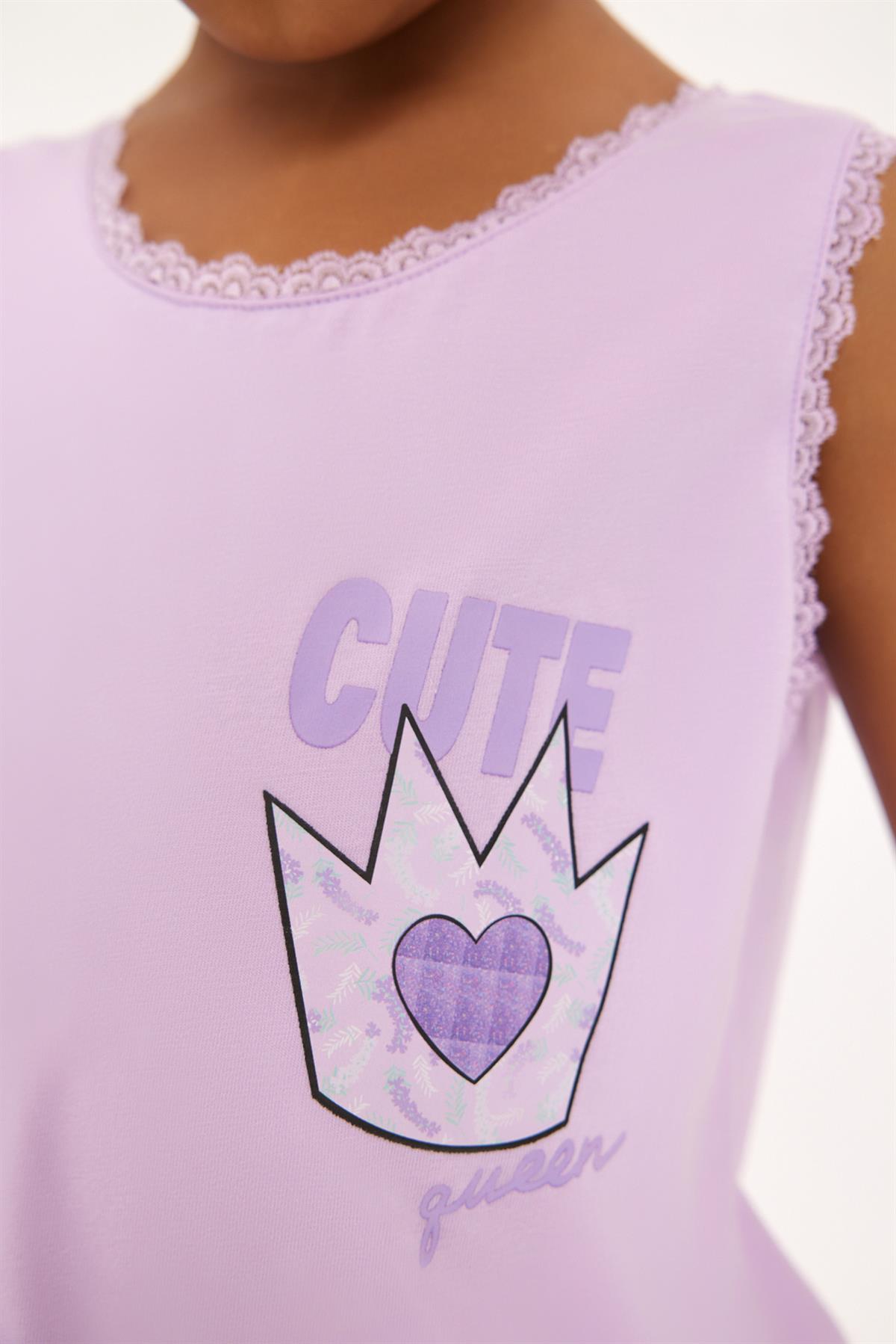 Lavender Girls Lace Pajama Top Lilac