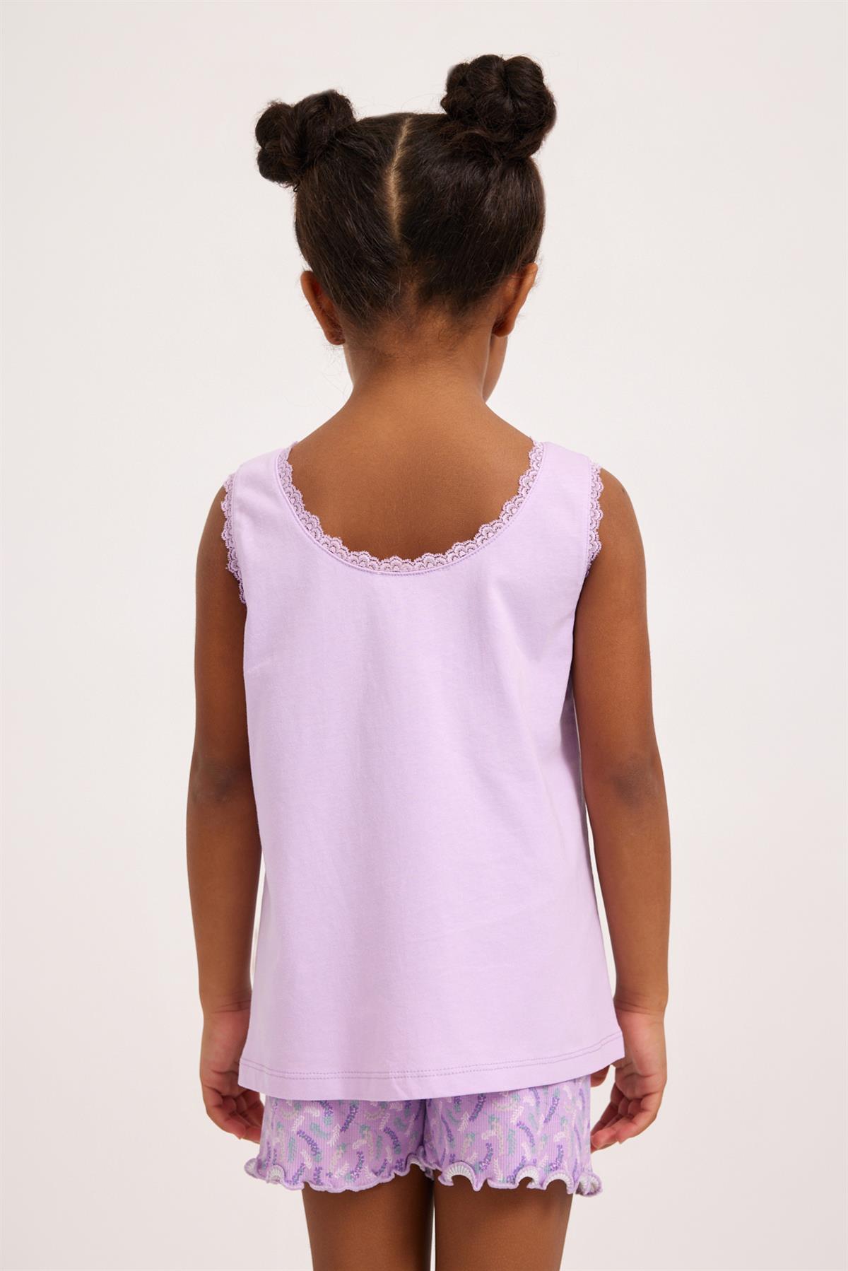 Lavender Girls Lace Pajama Top Lilac