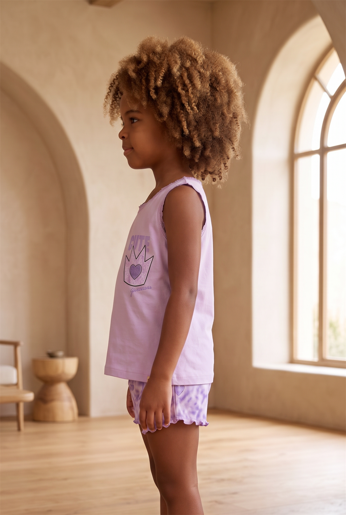 Lavender Kız Çocuk Dantelli Pijama Üst Lila