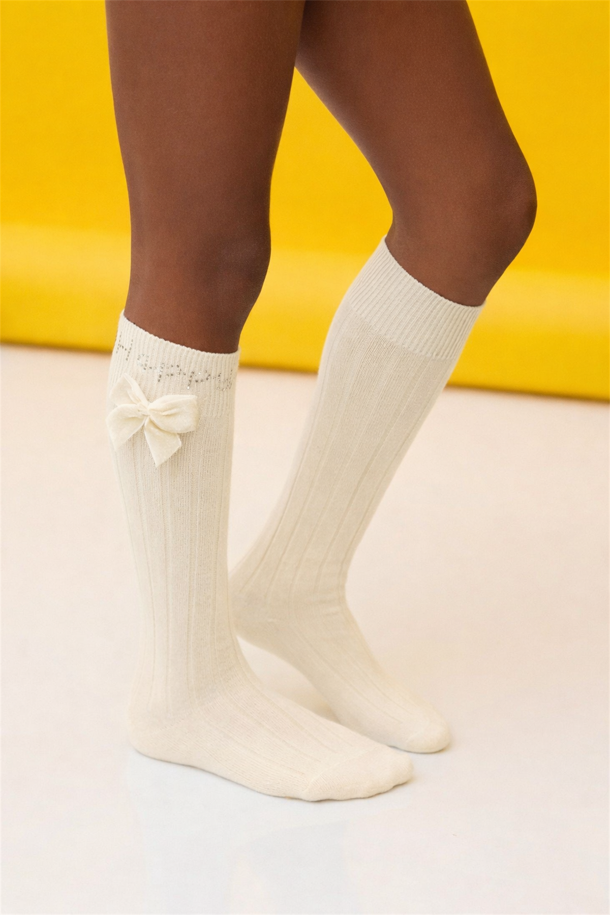 Lets Party Dizaltı Çocuk Çorabı Ekru