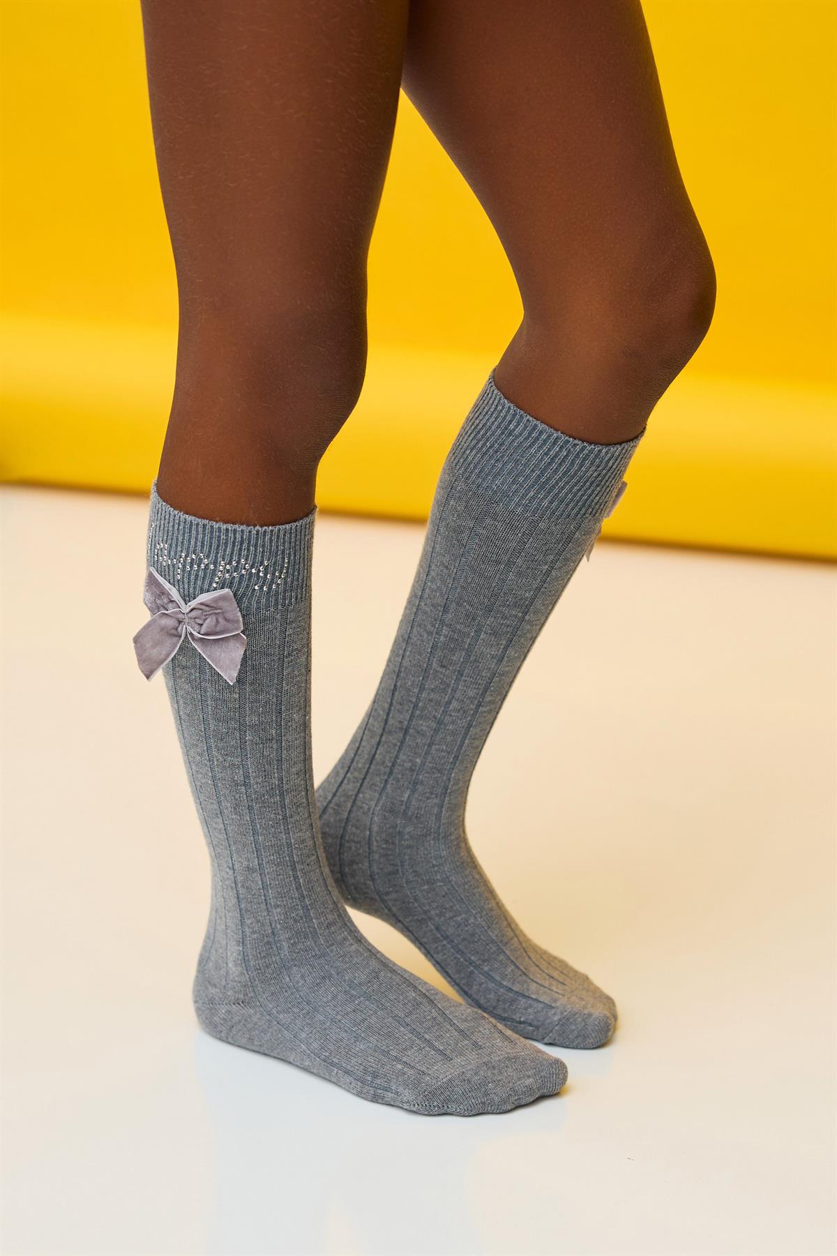Lets Party Knee-High Childrens Socks Gray-Melange
