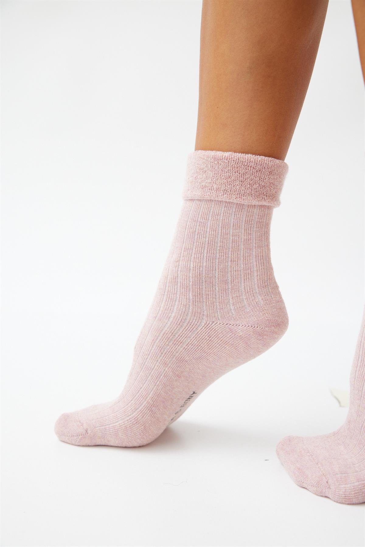 Womens Lilac Colored Towel Ankle Socks