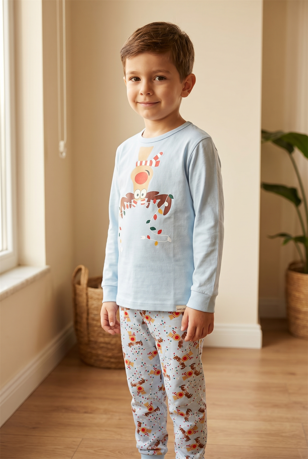 Lovely Deer Kutulu Çocuk Pijama Takımı Mavi