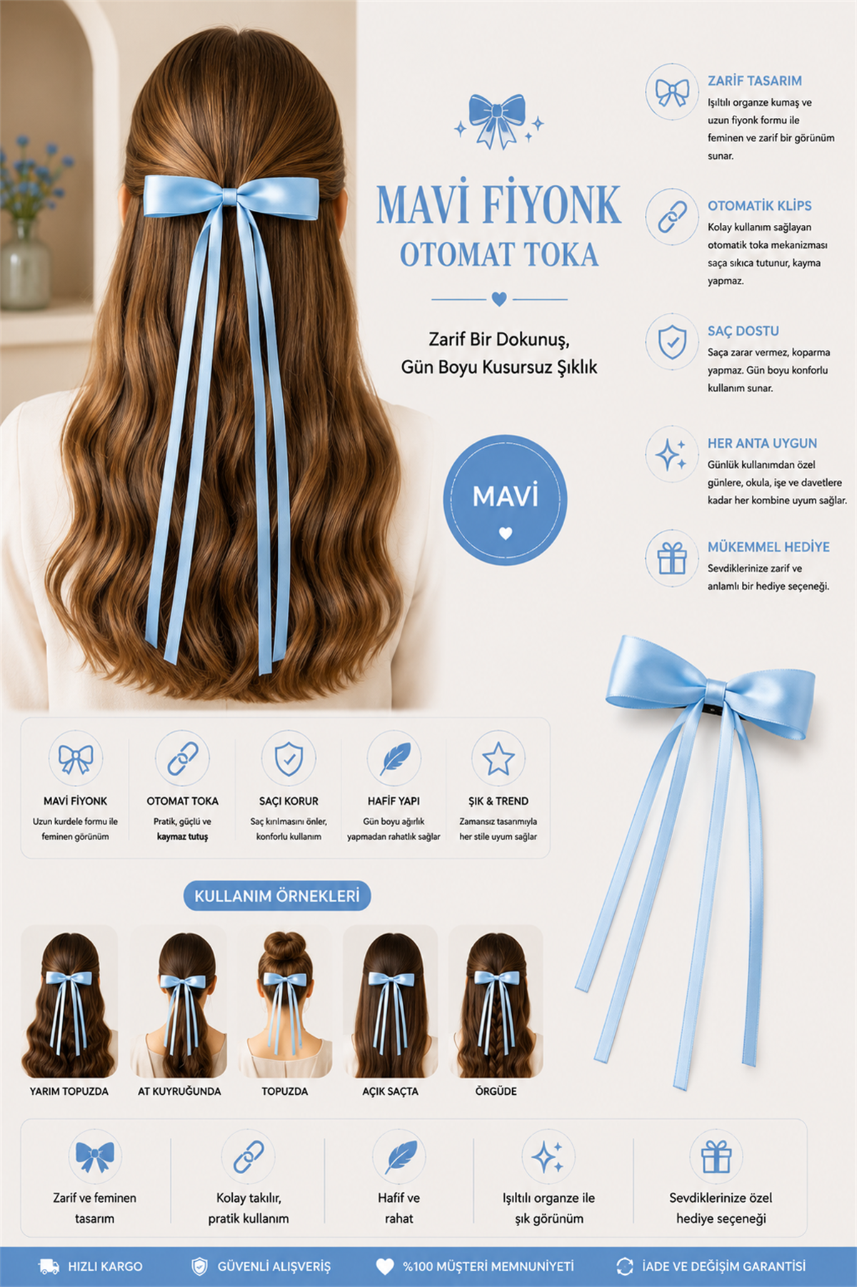 Mavi Fiyonk Otomat Toka