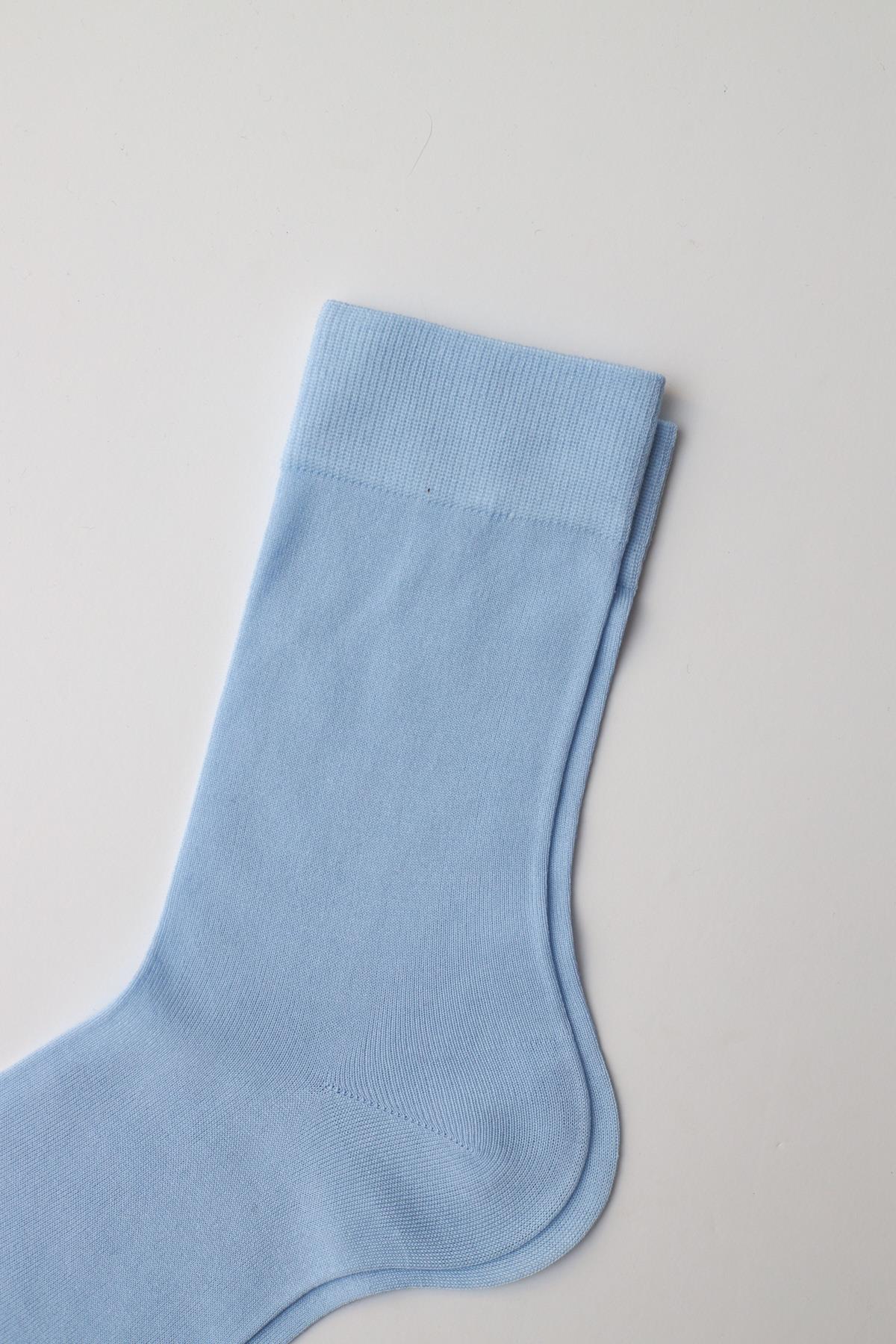 Merserize Erkek Soket Çorap Açık Mavi
