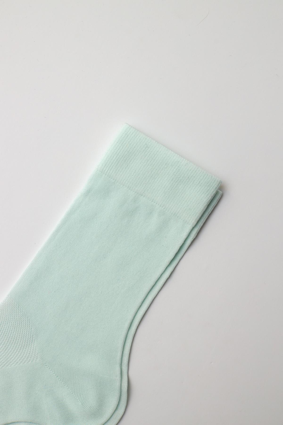 Merserize Fileli Erkek Soket Çorap Açık Turkuaz