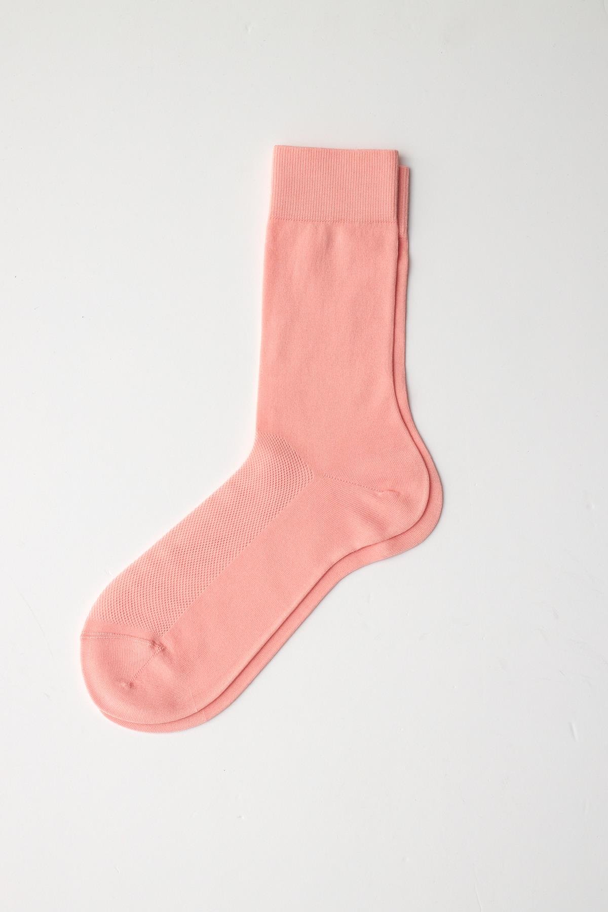 Erkek Merserize Fileli Soket Çorap Pembe Melanj