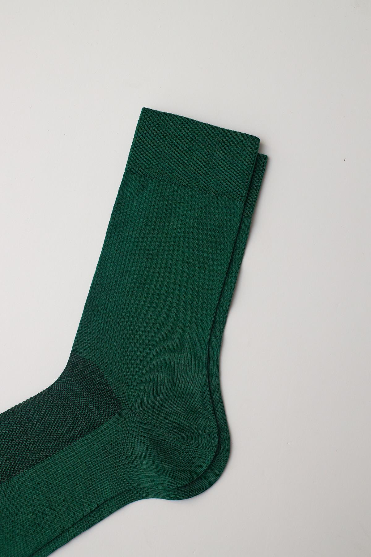 Merserize Fileli Erkek Soket Çorap Yeşil