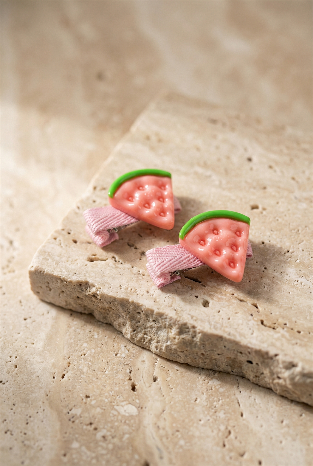 Karpuz Aksesuarlı 2li Pembe Toka