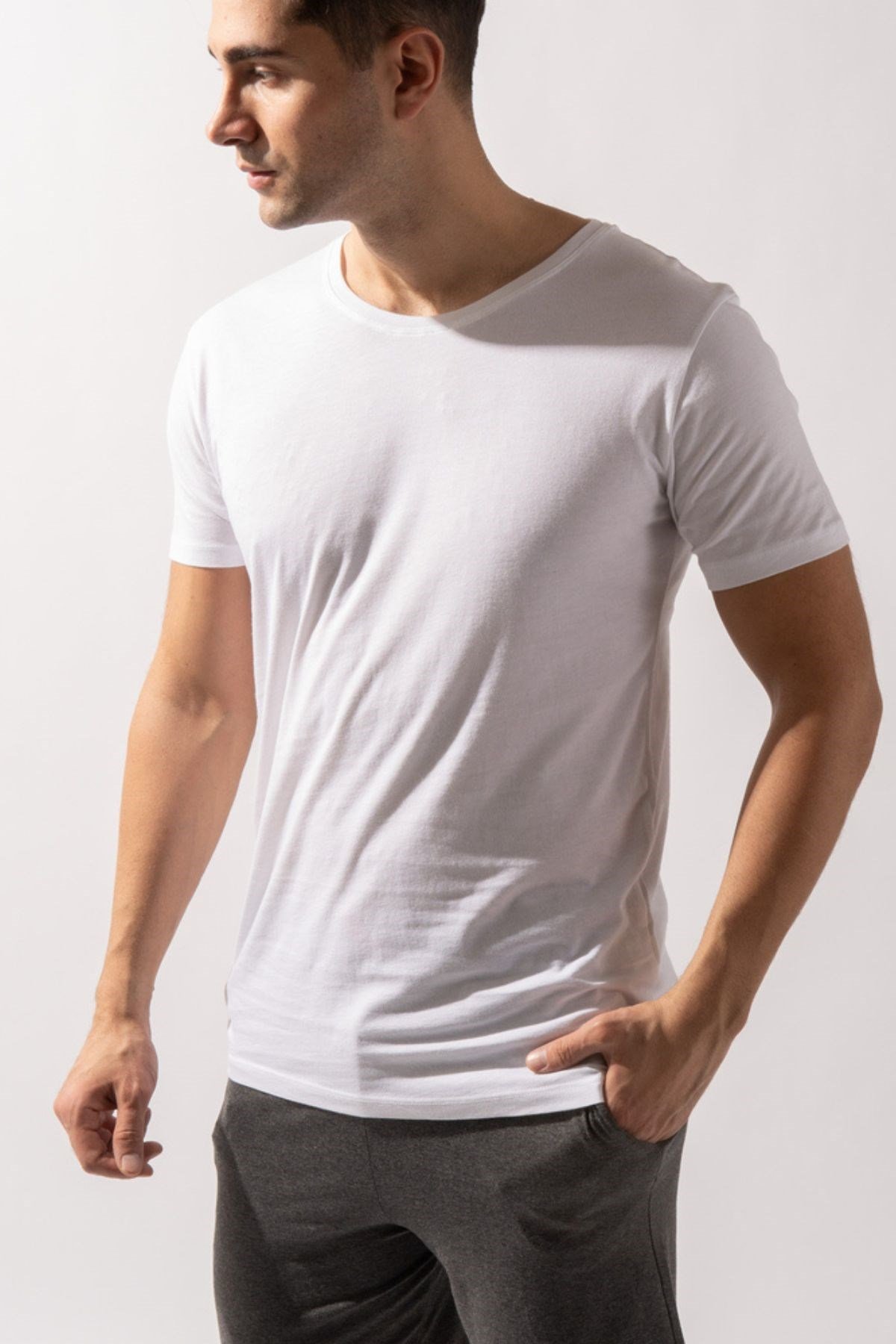 Round Neck Basic Mens Tank Top White