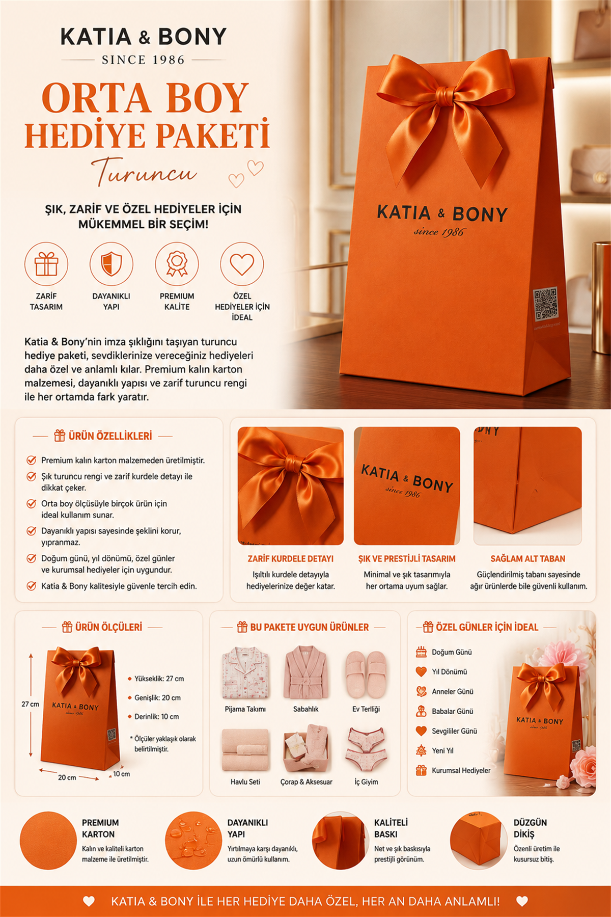Orta Boy Katia & Bony Hediye Paketi Turuncu