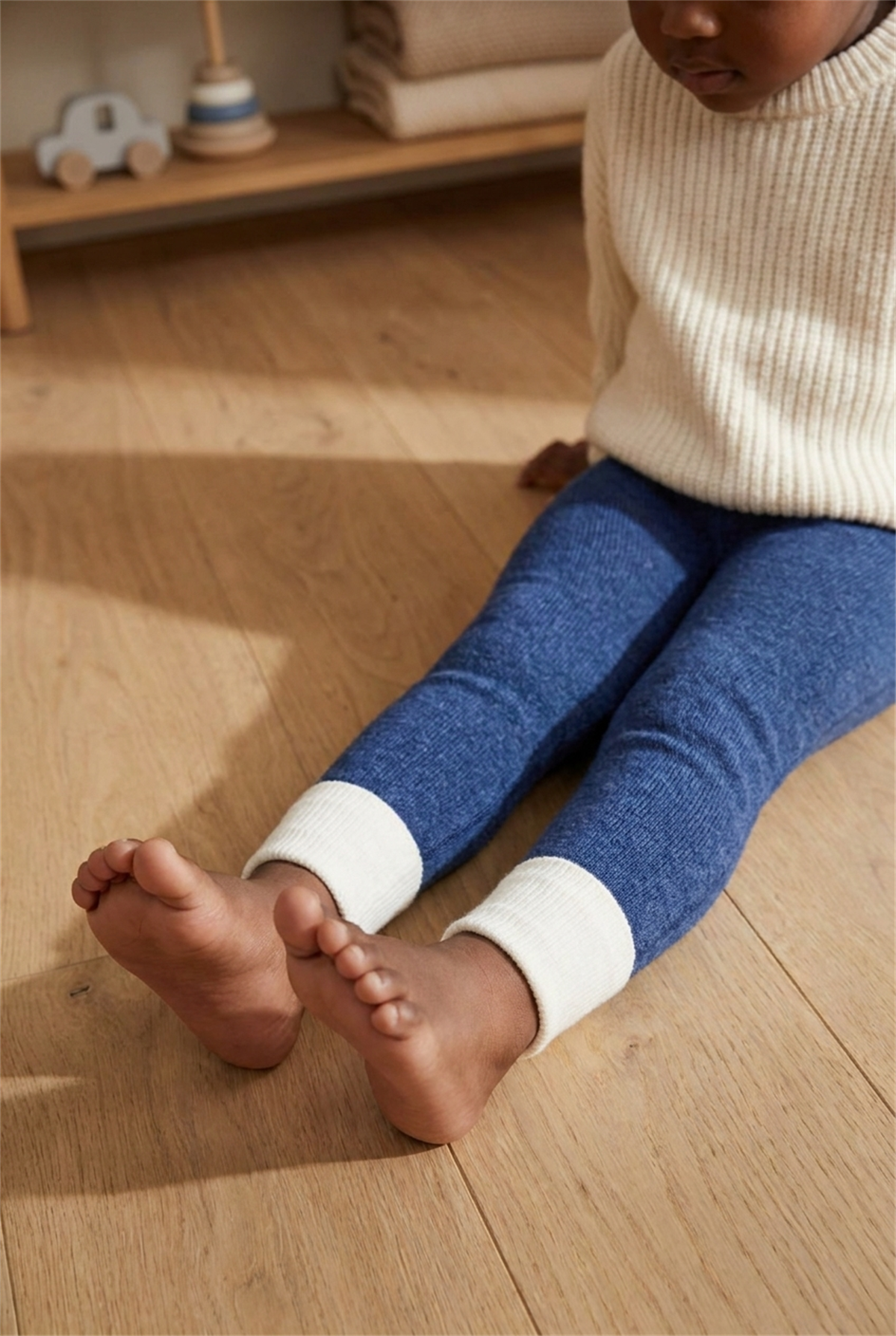 Baby Towel Tights With Detailed Legs Navy Blue